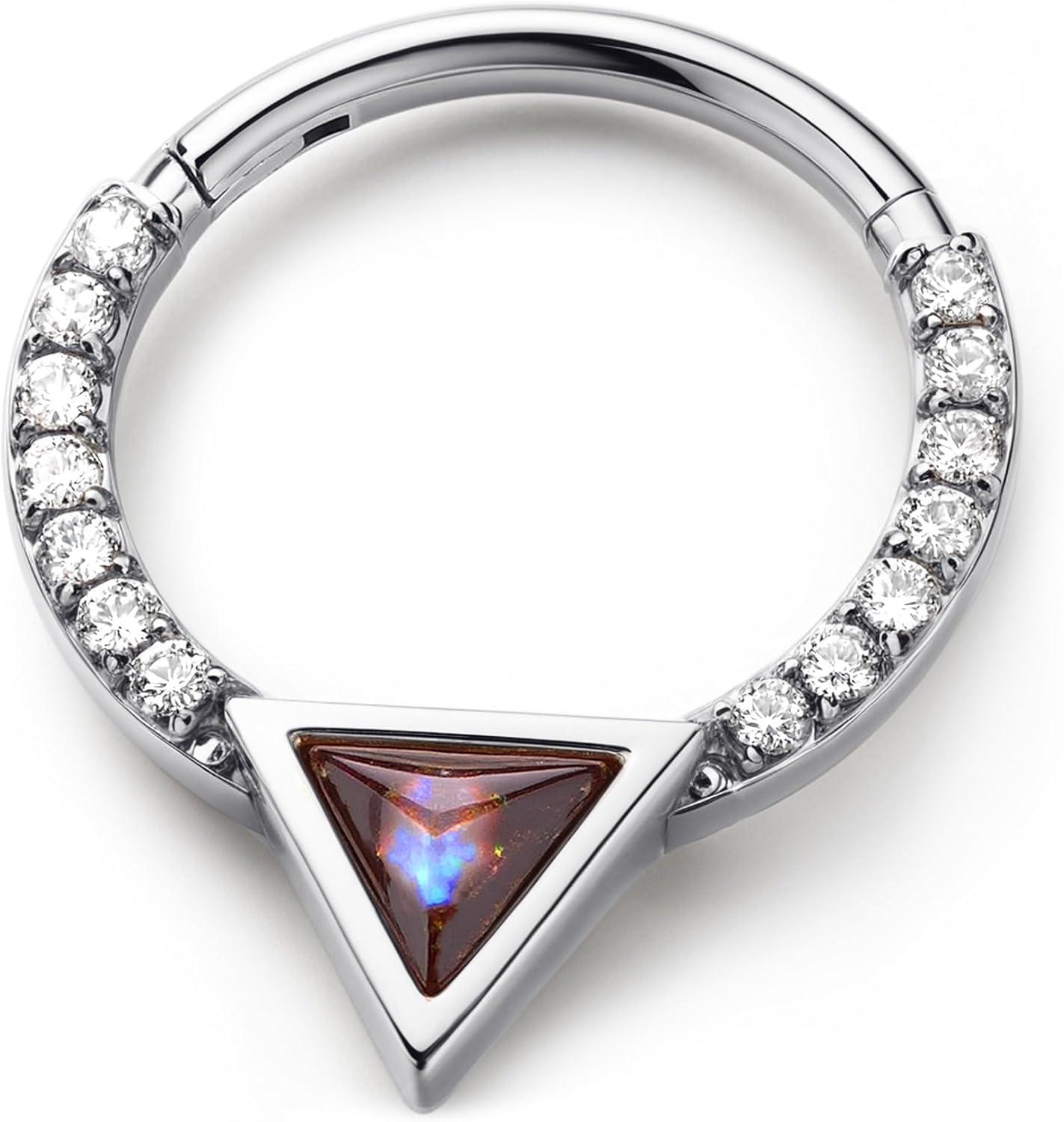 imageBodyBonita 16G Shell Septum Rings 316L Surgical Steel Nose Rings Hoops Clicker CZ Septum Jewelry Nose Piercings Helix Tragus Rook Daith Earrings for Women Men SilverGold 810mmSilver