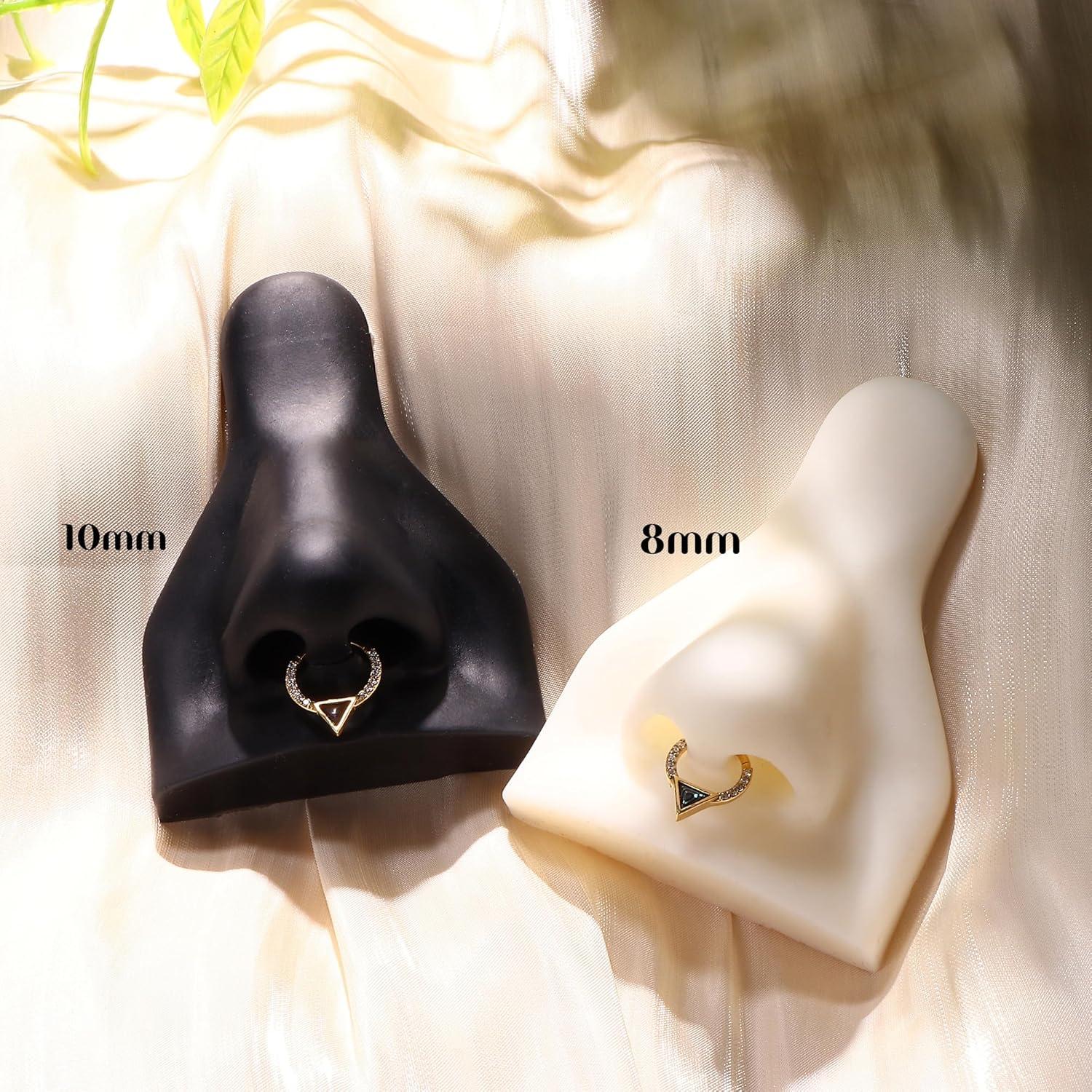 imageBodyBonita 16G Shell Septum Rings 316L Surgical Steel Nose Rings Hoops Clicker CZ Septum Jewelry Nose Piercings Helix Tragus Rook Daith Earrings for Women Men SilverGold 810mmGold