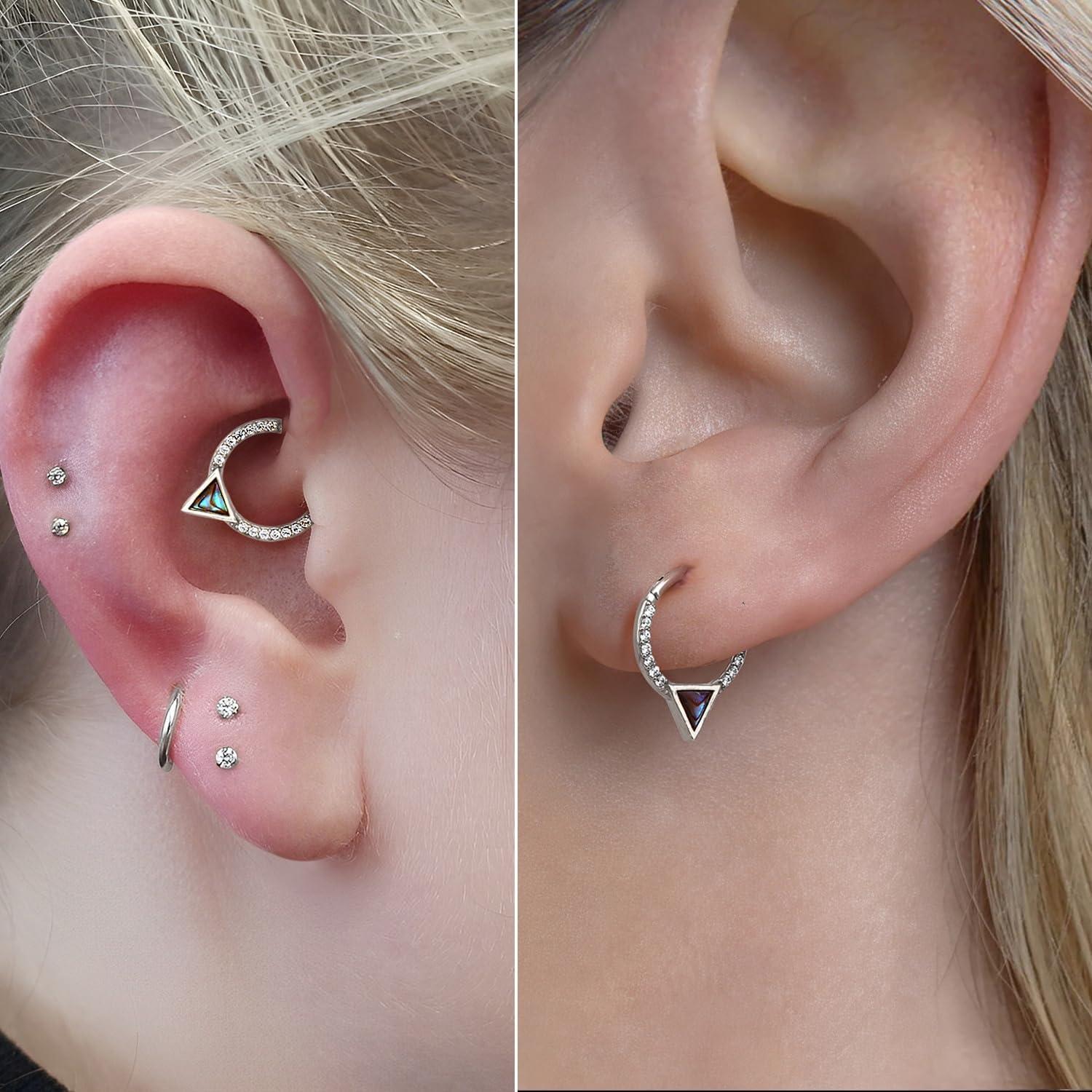 imageBodyBonita 16G Shell Septum Rings 316L Surgical Steel Nose Rings Hoops Clicker CZ Septum Jewelry Nose Piercings Helix Tragus Rook Daith Earrings for Women Men SilverGold 810mmSilver