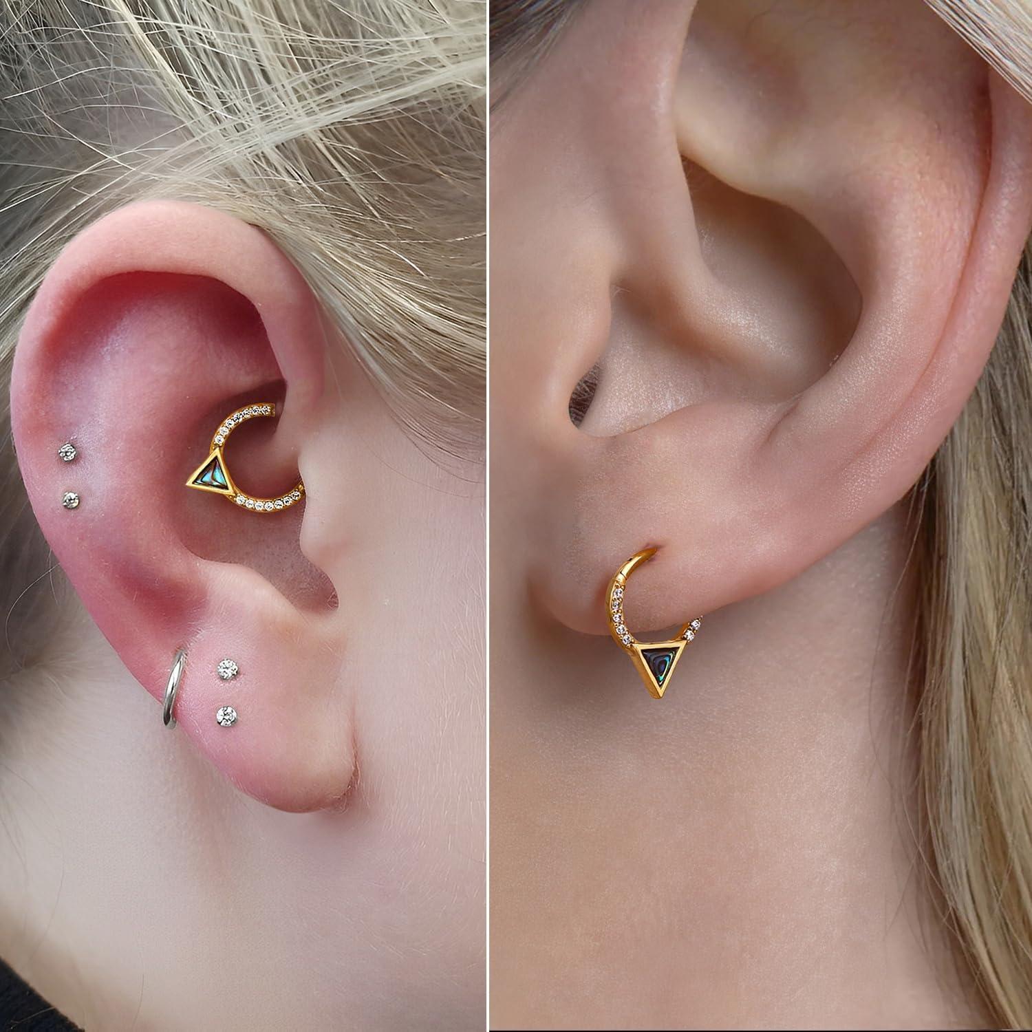 imageBodyBonita 16G Shell Septum Rings 316L Surgical Steel Nose Rings Hoops Clicker CZ Septum Jewelry Nose Piercings Helix Tragus Rook Daith Earrings for Women Men SilverGold 810mmGold