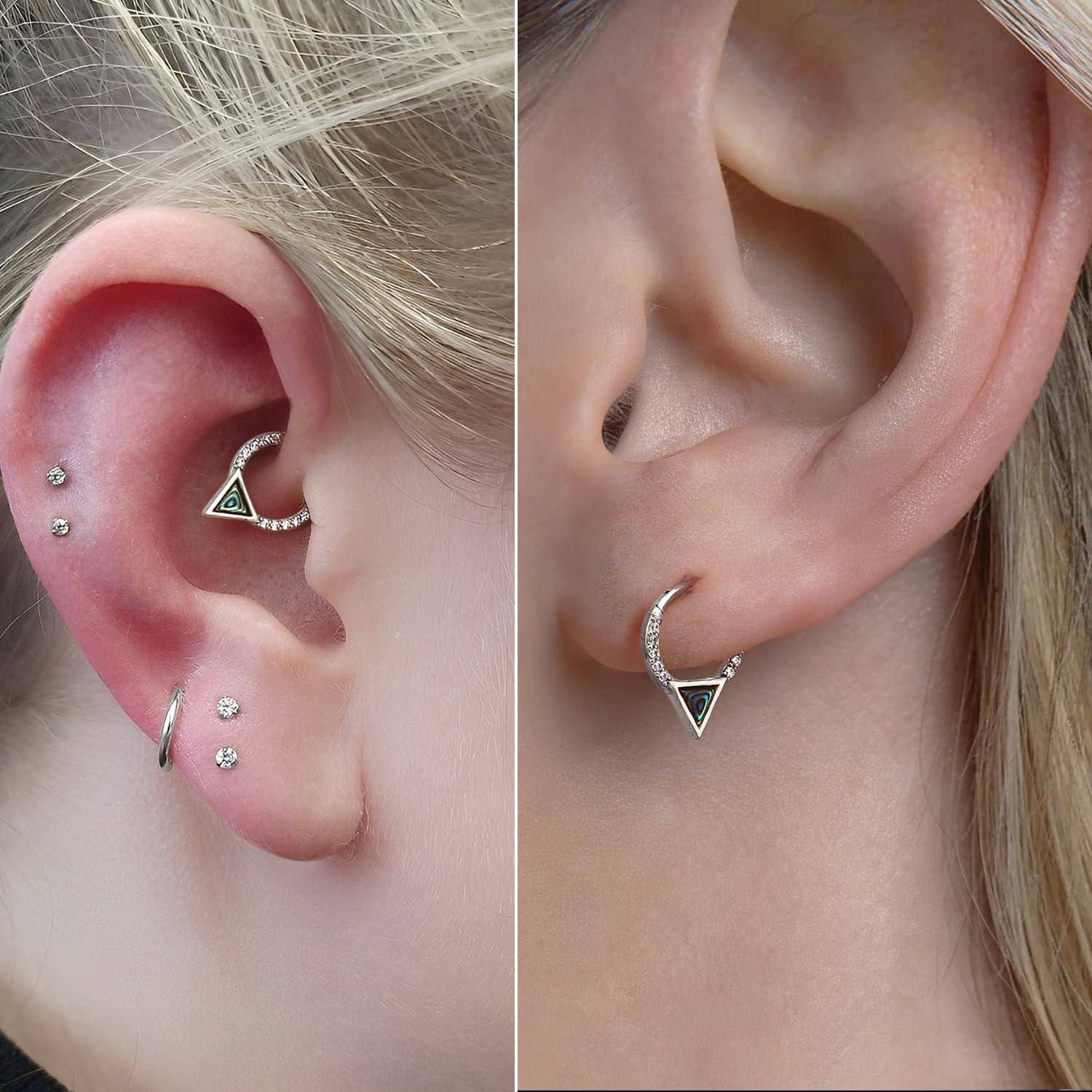 imageBodyBonita 16G Shell Septum Rings 316L Surgical Steel Nose Rings Hoops Clicker CZ Septum Jewelry Nose Piercings Helix Tragus Rook Daith Earrings for Women Men SilverGold 810mmSilver