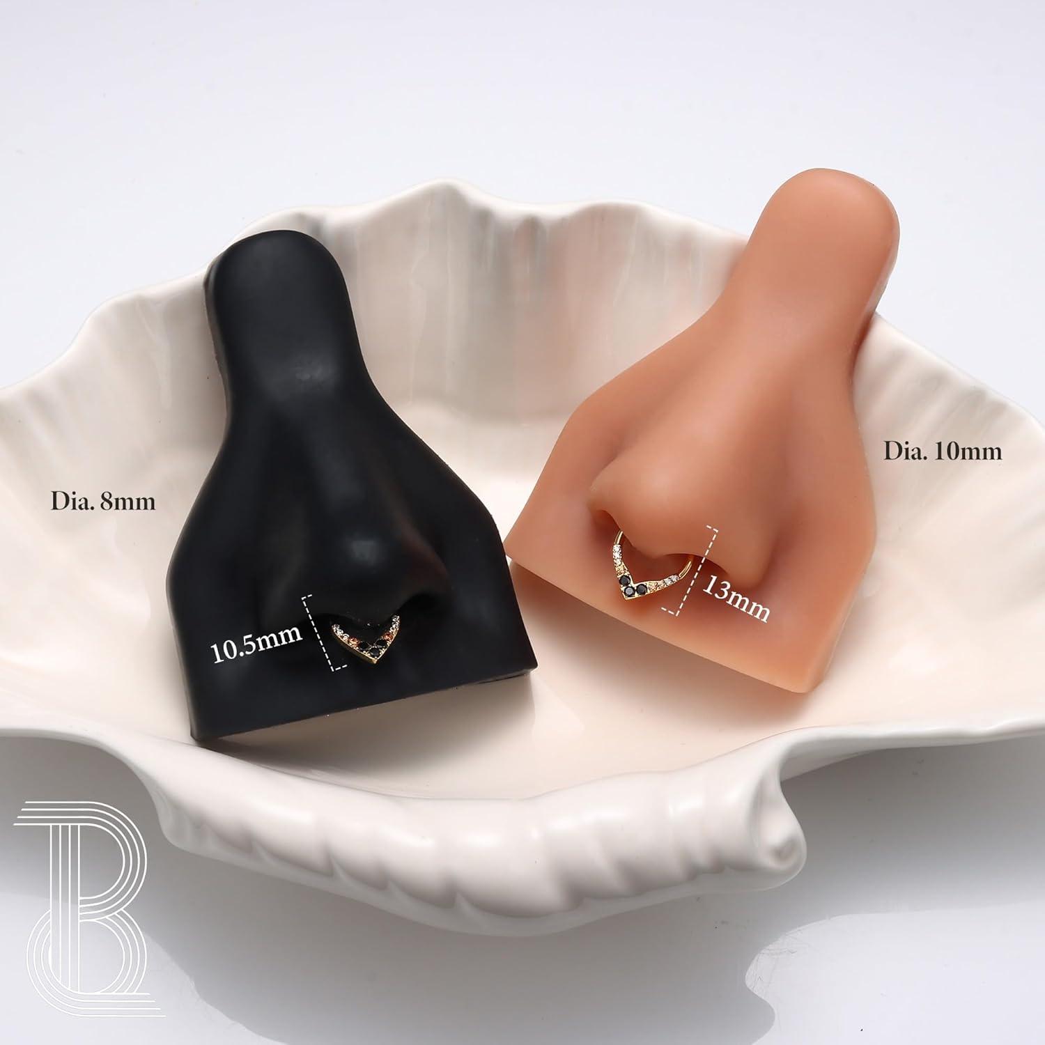 imageBodyBonita 16G Teardrop Septum Rings 316L Surgical Steel Hinged Nose Rings Septum Piercings Jewelry CZ Nose Hoop Daith Tragus Helix Rook Cartilage Piercing Jewelry for Women Men Gold Plated 8mm 10mmGold BlackChampagne CZ5A