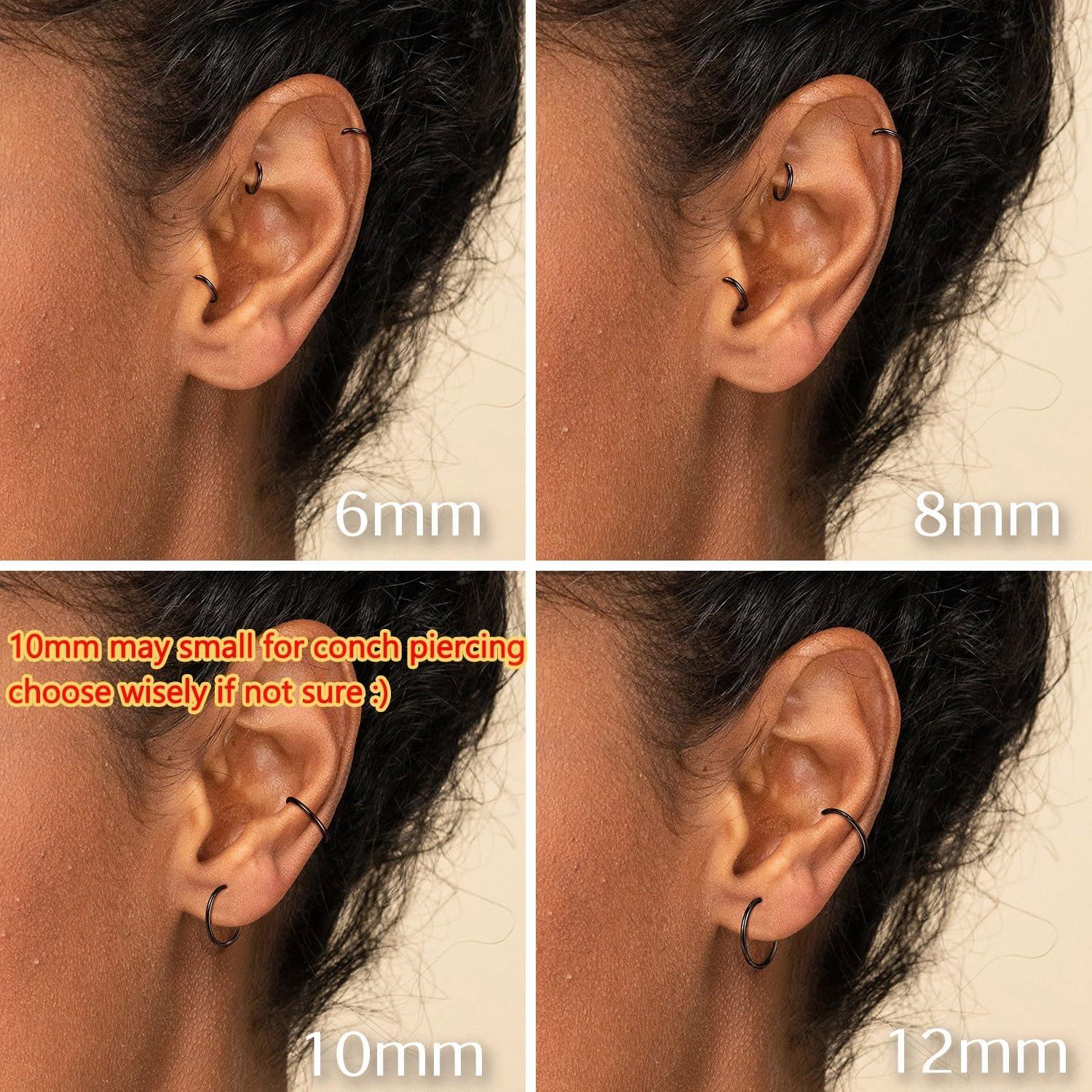 imageBodyBonita 1Pcs G23 Titanium Nose Rings Hoops for Women 201816G Septum Rings Nose Piercings Jewelry Lip Conch HelixBlack