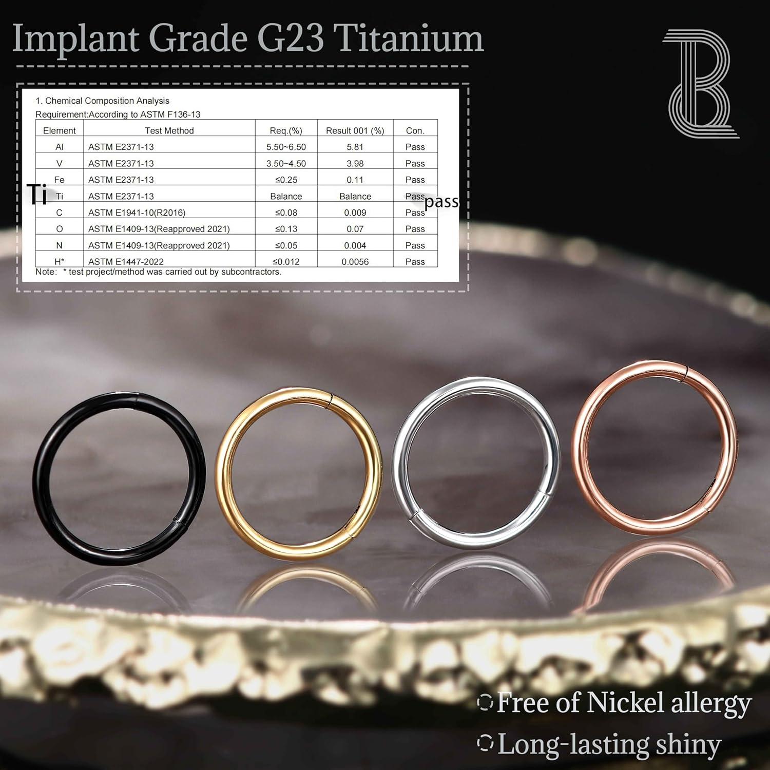 imageBodyBonita 1Pcs G23 Titanium Nose Rings Hoops for Women 201816G Septum Rings Nose Piercings Jewelry Lip Conch HelixBlack