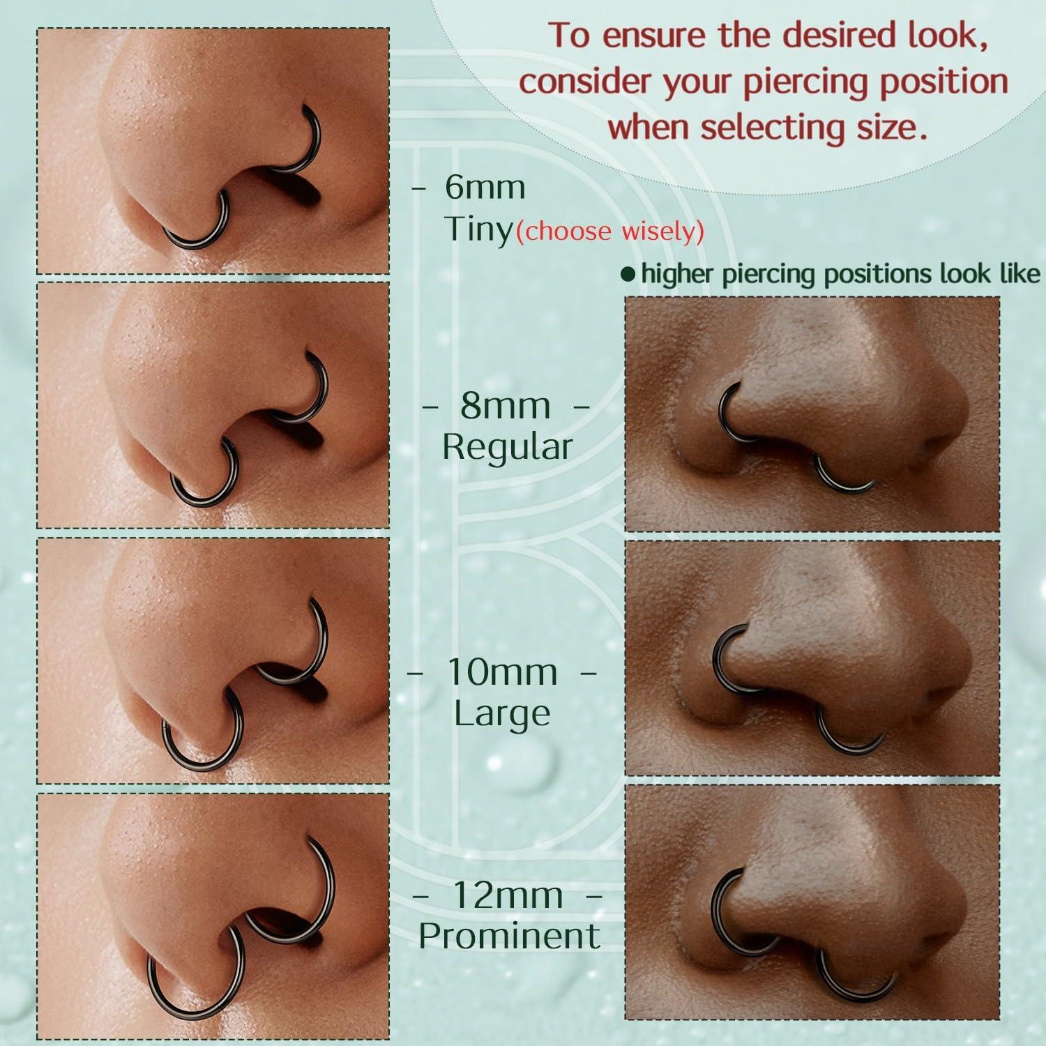 imageBodyBonita 1Pcs G23 Titanium Nose Rings Hoops for Women 201816G Septum Rings Nose Piercings Jewelry Lip Conch HelixBlack