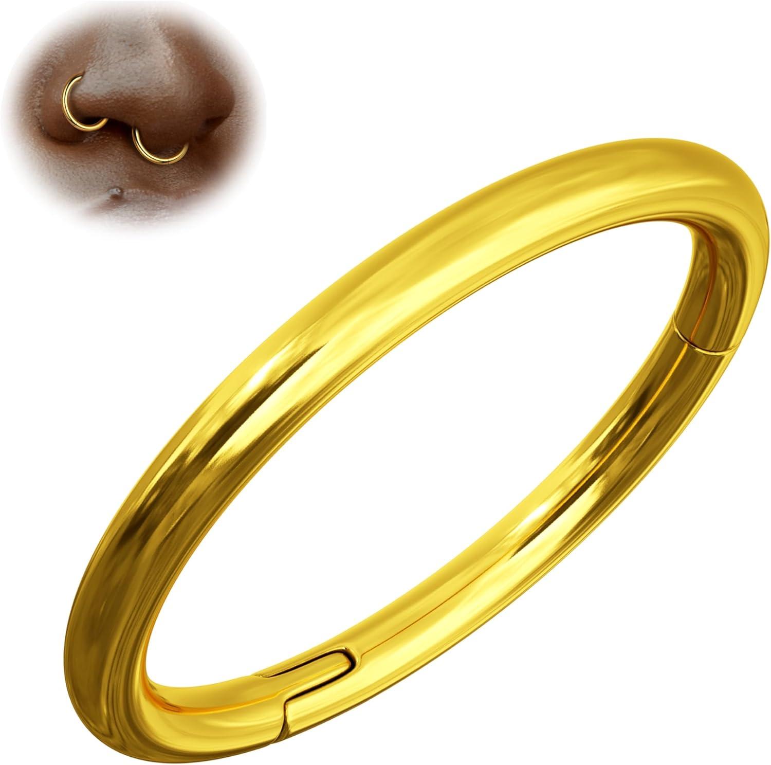 imageBodyBonita 1Pcs G23 Titanium Nose Rings Hoops for Women 201816G Septum Rings Nose Piercings Jewelry Lip Conch HelixGold