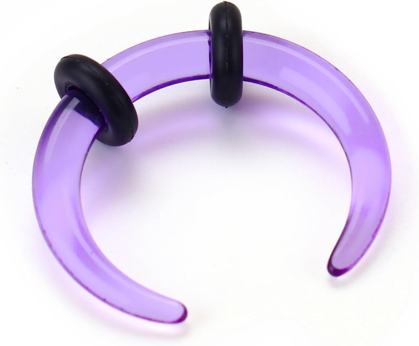imageBodyBonita 1Pcs Septum Stretching Kit 4G 6G 10G 12G 14G Acrylic Stretched Septum Pincher Taper Rings C Shape Ear Gauge Nose Cartilage Piercing Jewelry for Women MenPurple