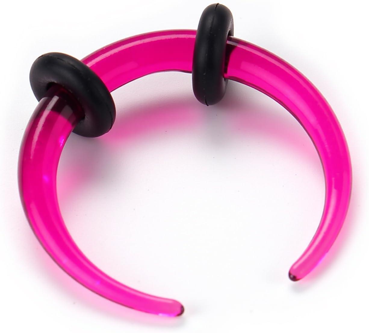 imageBodyBonita 1Pcs Septum Stretching Kit 4G 6G 10G 12G 14G Acrylic Stretched Septum Pincher Taper Rings C Shape Ear Gauge Nose Cartilage Piercing Jewelry for Women MenMagenta