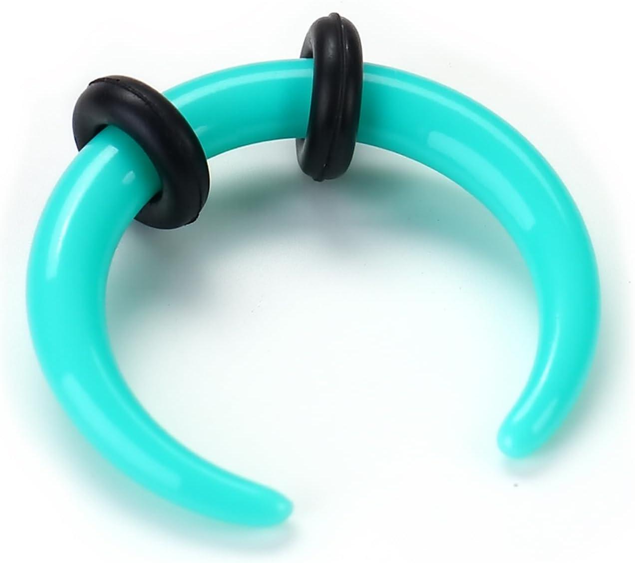 imageBodyBonita 1Pcs Septum Stretching Kit 4G 6G 10G 12G 14G Acrylic Stretched Septum Pincher Taper Rings C Shape Ear Gauge Nose Cartilage Piercing Jewelry for Women MenLight Blue