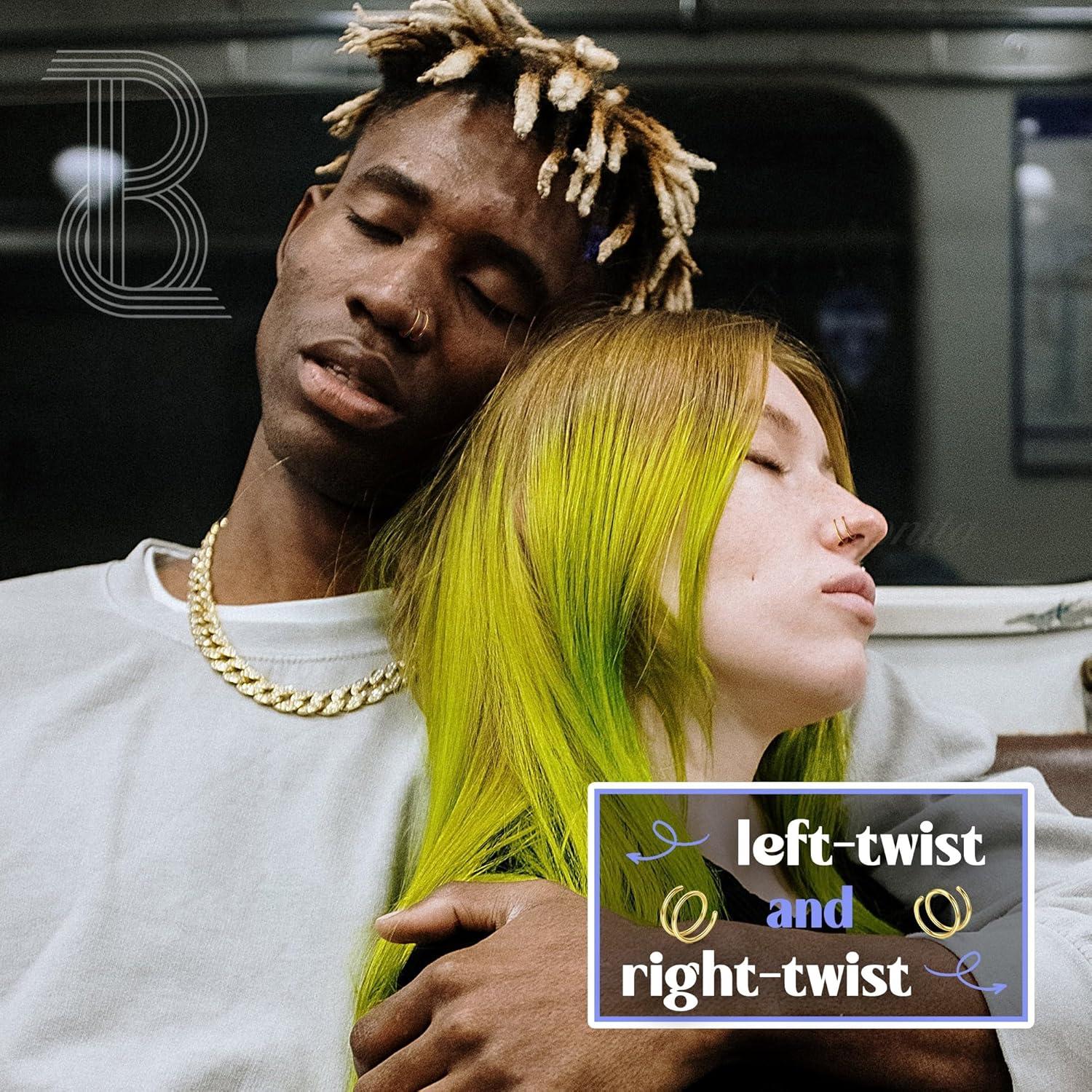 imageBodyBonita 28Pcs Softened 316L Stainless Steel Double Hoop Nose Ring for Single Piercing 22G 20G 18G Bendable Twist Spiral Nose Rings Hoops for Women 8mm 10 mm1 pairGold