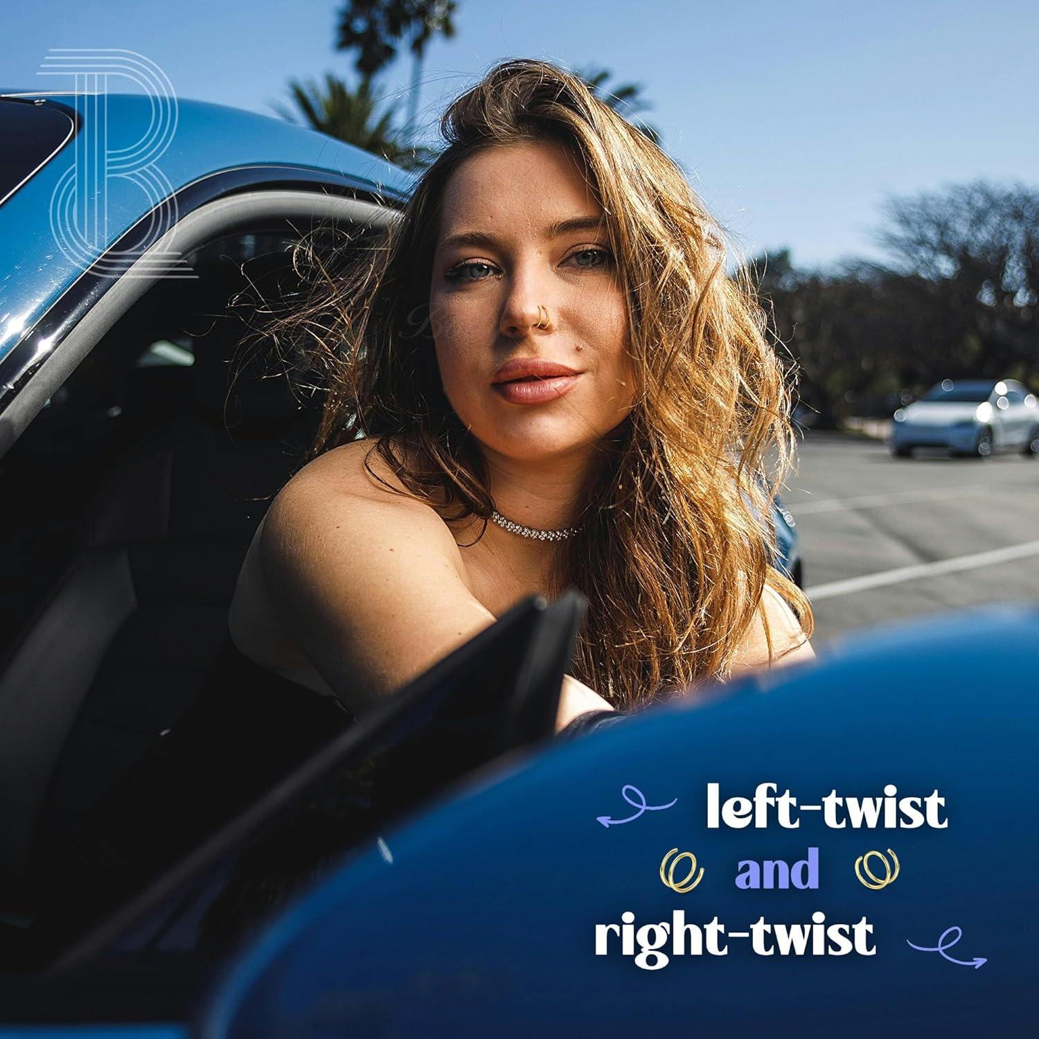 imageBodyBonita 28Pcs Softened 316L Stainless Steel Double Hoop Nose Ring for Single Piercing 22G 20G 18G Bendable Twist Spiral Nose Rings Hoops for Women 8mm 10 mm1 pairGold