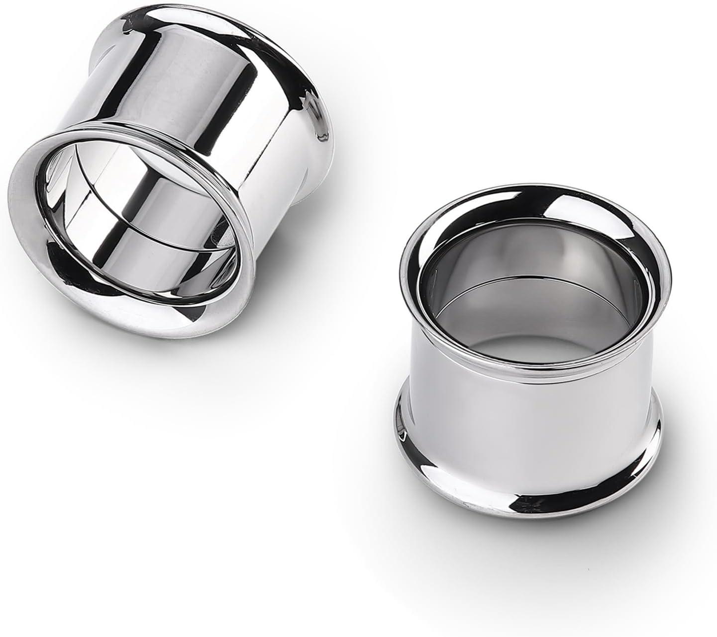 imageBodyBonita 2Pcs G23 Titanium Double Flared Earrings Internally Threaded Gauges for Ears Weights Eyelet Tunnel Plug Stretching Kit From 3mm to 25mm Women MenSilver