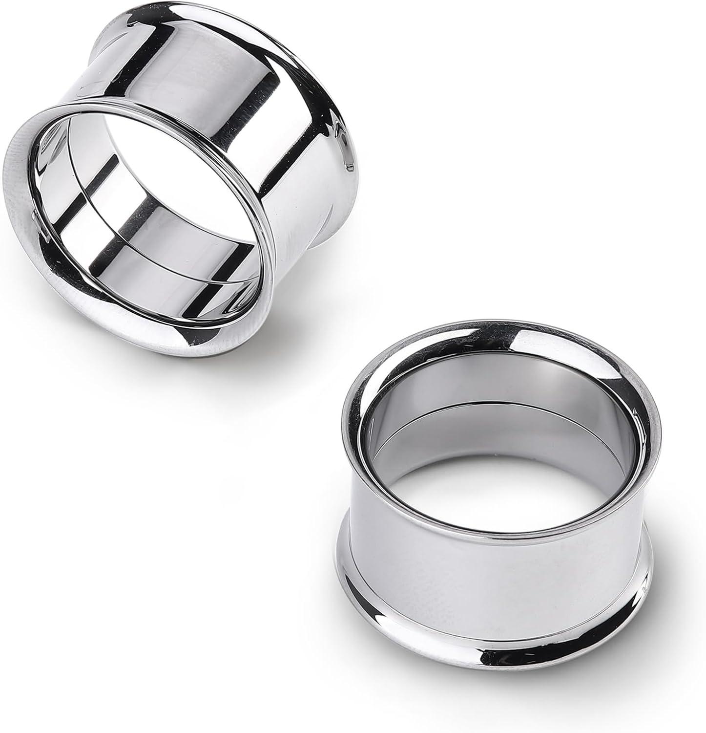 imageBodyBonita 2Pcs G23 Titanium Double Flared Earrings Internally Threaded Gauges for Ears Weights Eyelet Tunnel Plug Stretching Kit From 3mm to 25mm Women MenSilver