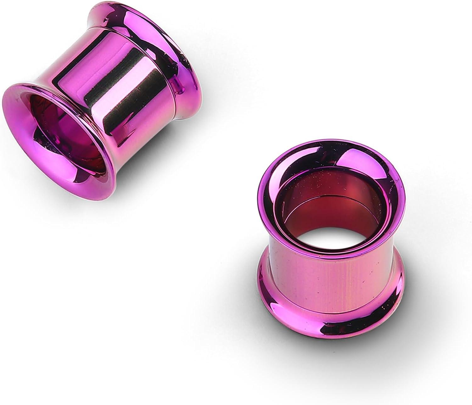 imageBodyBonita 2Pcs G23 Titanium Double Flared Earrings Internally Threaded Gauges for Ears Weights Eyelet Tunnel Plug Stretching Kit From 3mm to 25mm Women MenPurple