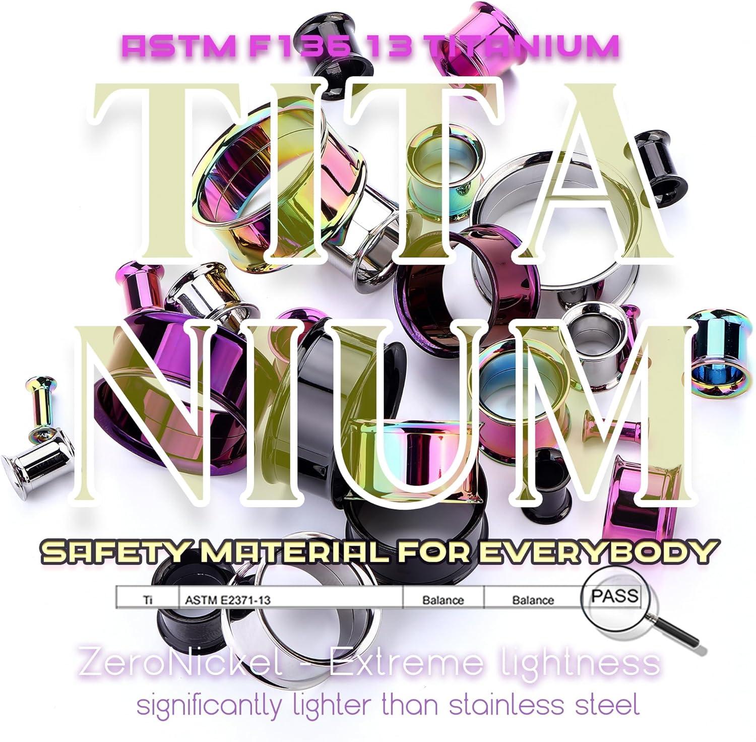 imageBodyBonita 2Pcs G23 Titanium Double Flared Earrings Internally Threaded Gauges for Ears Weights Eyelet Tunnel Plug Stretching Kit From 3mm to 25mm Women MenSilver