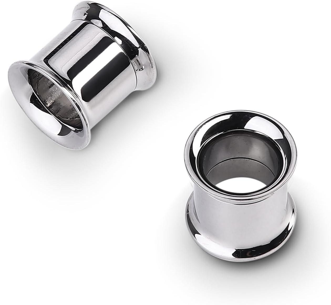 imageBodyBonita 2Pcs G23 Titanium Double Flared Earrings Internally Threaded Gauges for Ears Weights Eyelet Tunnel Plug Stretching Kit From 3mm to 25mm Women MenSilver