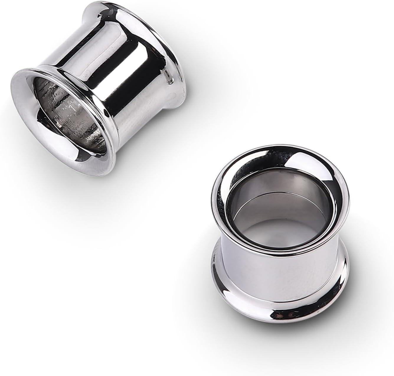 imageBodyBonita 2Pcs G23 Titanium Double Flared Earrings Internally Threaded Gauges for Ears Weights Eyelet Tunnel Plug Stretching Kit From 3mm to 25mm Women MenSilver