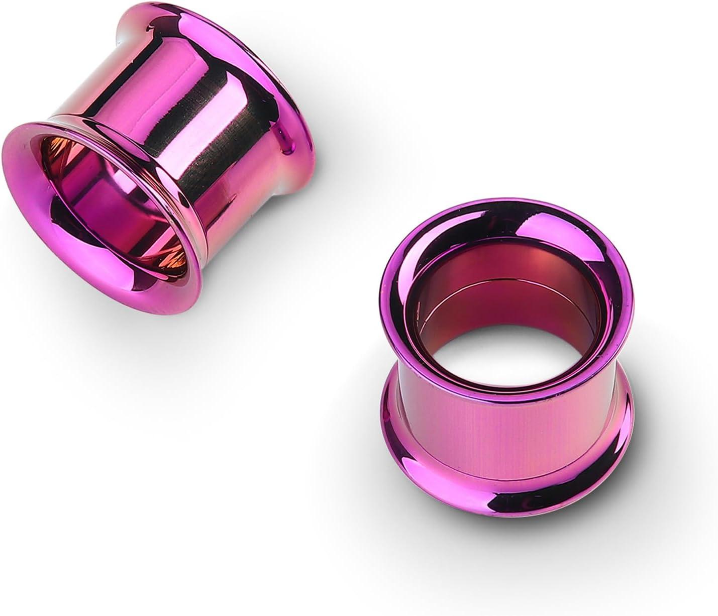 imageBodyBonita 2Pcs G23 Titanium Double Flared Earrings Internally Threaded Gauges for Ears Weights Eyelet Tunnel Plug Stretching Kit From 3mm to 25mm Women MenPurple