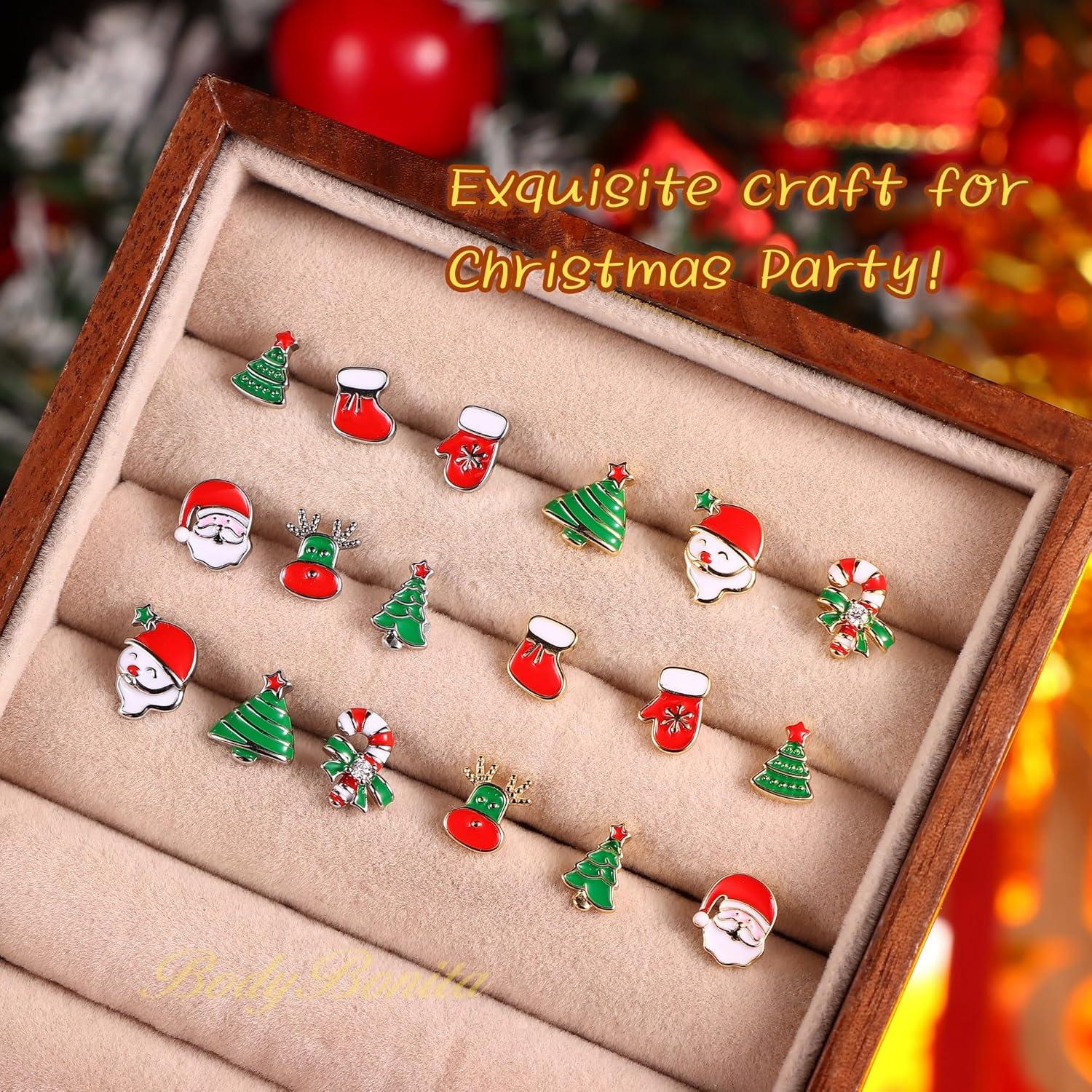 imageBodyBonita 3pcs 20G Nose Studs 316 Stainless Steel Christmas Nose Rings Studs LShaped Nose Piercings Bone Nose Stud CZ Nostril Daith Tragus Piercing Jewelry for Women MenStyle320GSilver