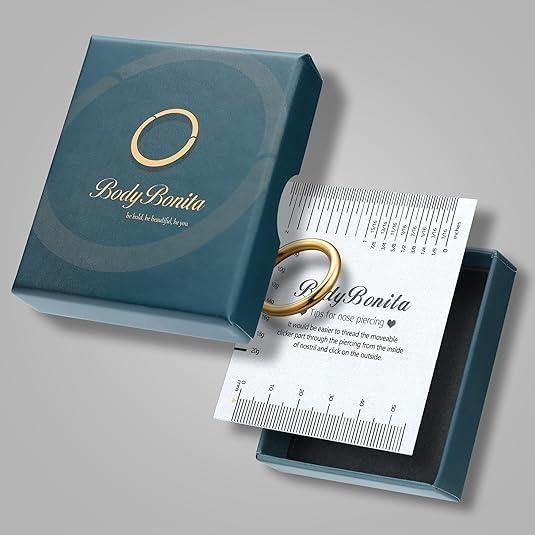 imageBodyBonita 458 pcs 16G18G20G 316L Surgical Steel Hinged Nose Rings Hoops Lip Septum Rings Helix Conch Rook Cartilage Tragus Earrings Piercing Jewelry Black Silver Gold Plated Nose Rings Women MenRose gold20G7mm10mm4PCs