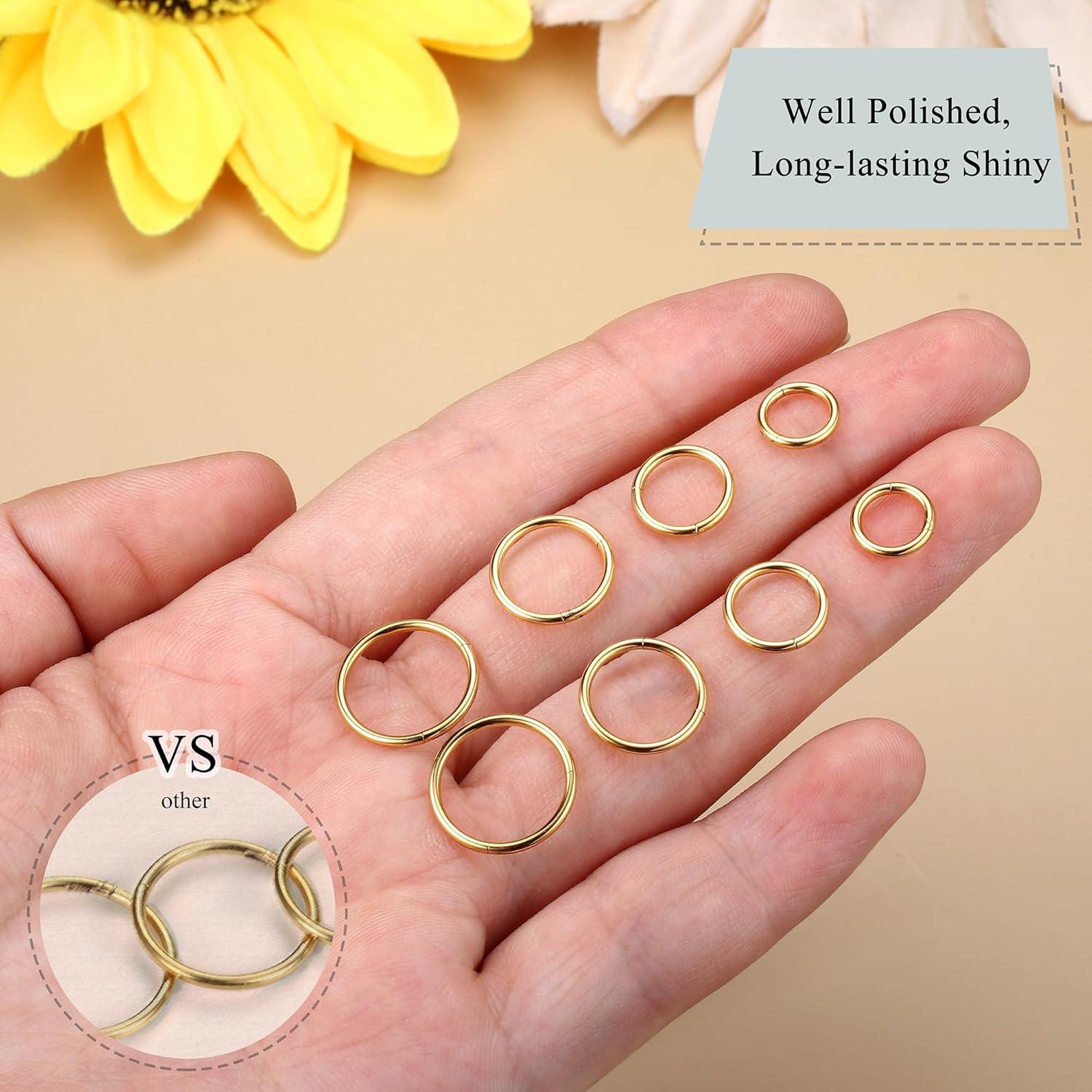imageBodyBonita 458 pcs 16G18G20G 316L Surgical Steel Hinged Nose Rings Hoops Lip Septum Rings Helix Conch Rook Cartilage Tragus Earrings Piercing Jewelry Black Silver Gold Plated Nose Rings Women MenGold 18G 6mm12mm 8PCs