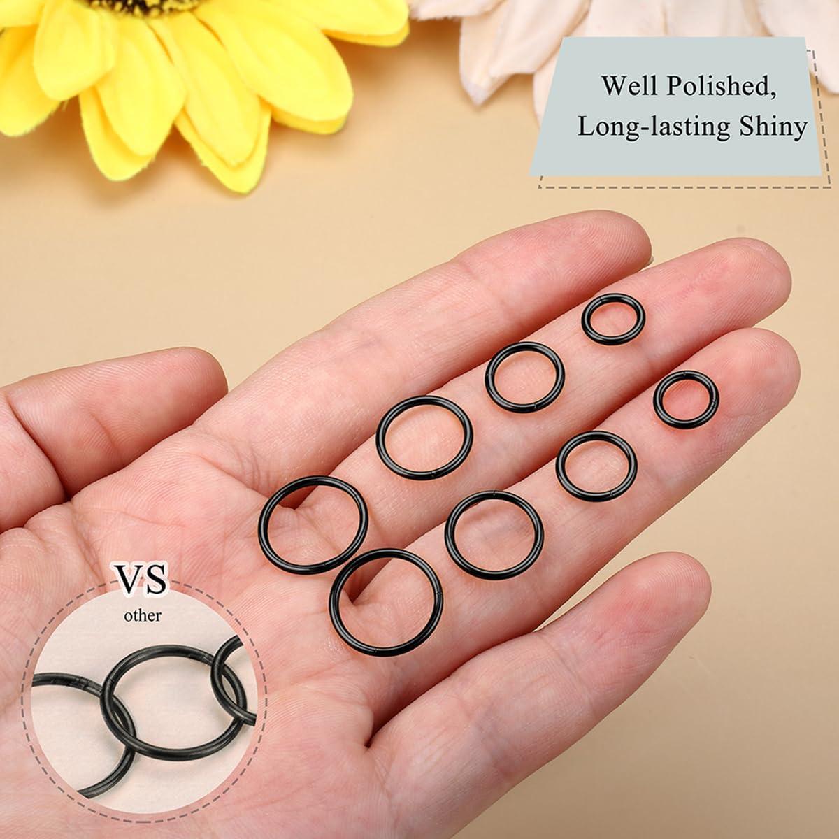 imageBodyBonita 458 pcs 16G18G20G 316L Surgical Steel Hinged Nose Rings Hoops Lip Septum Rings Helix Conch Rook Cartilage Tragus Earrings Piercing Jewelry Black Silver Gold Plated Nose Rings Women MenBlack 18G 6mm12mm 8PCs