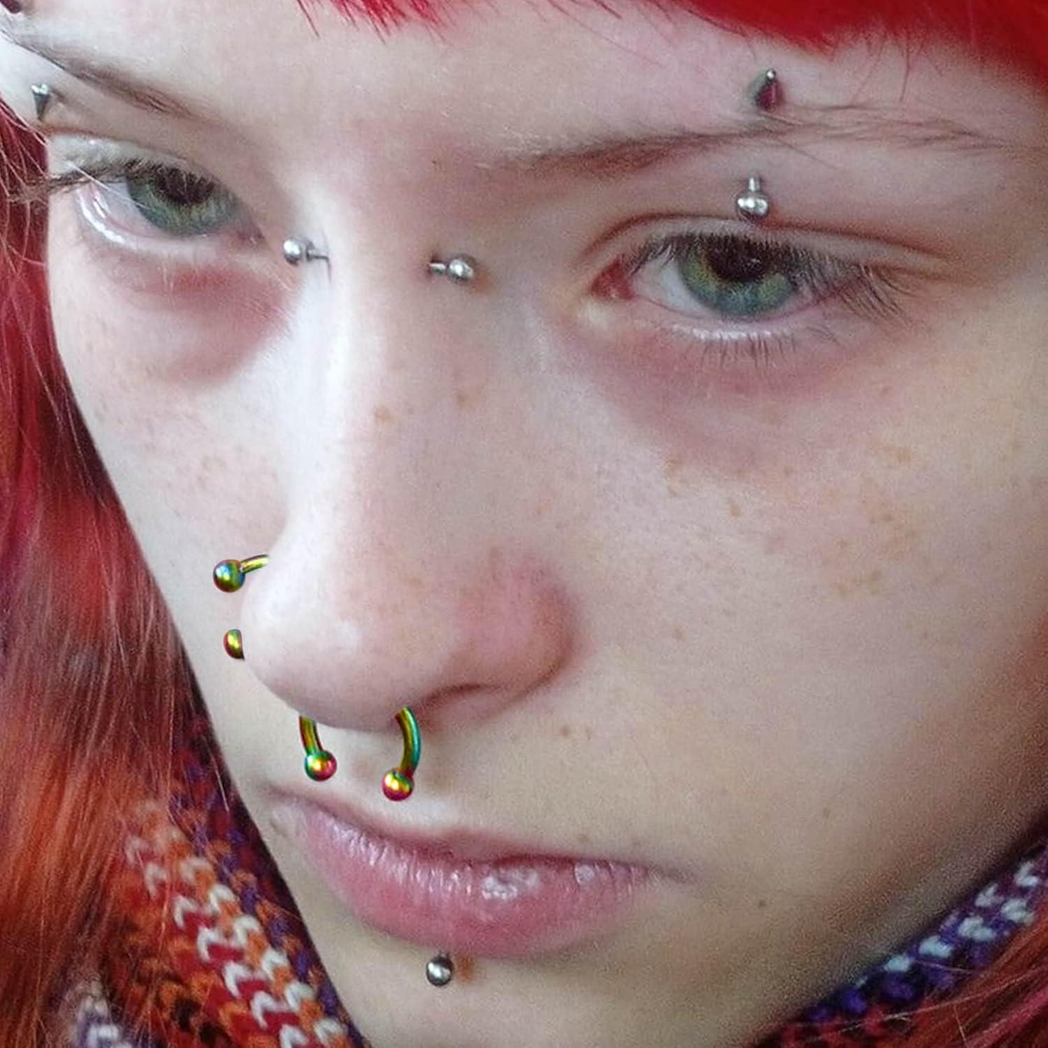 imageBodyBonita Anodized G23 Titanium Horseshoe Nose Ring Hoops for Women 16G Septum Rings Circular Barbell Conch Helix Daith Tragus Cartilage Lip Eyebrow Piercing Jewelry 810mm 2PcsRainbow HandAnodized