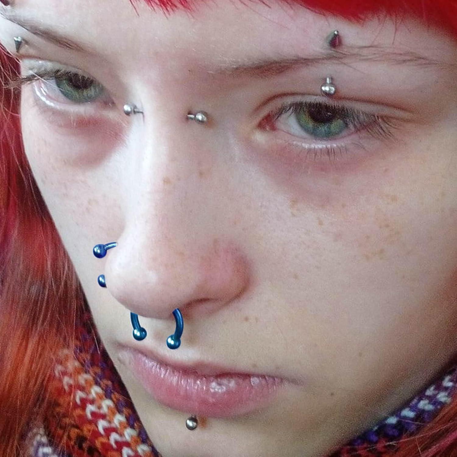 imageBodyBonita Anodized G23 Titanium Horseshoe Nose Ring Hoops for Women 16G Septum Rings Circular Barbell Conch Helix Daith Tragus Cartilage Lip Eyebrow Piercing Jewelry 810mm 2PcsBlue HandAnodized