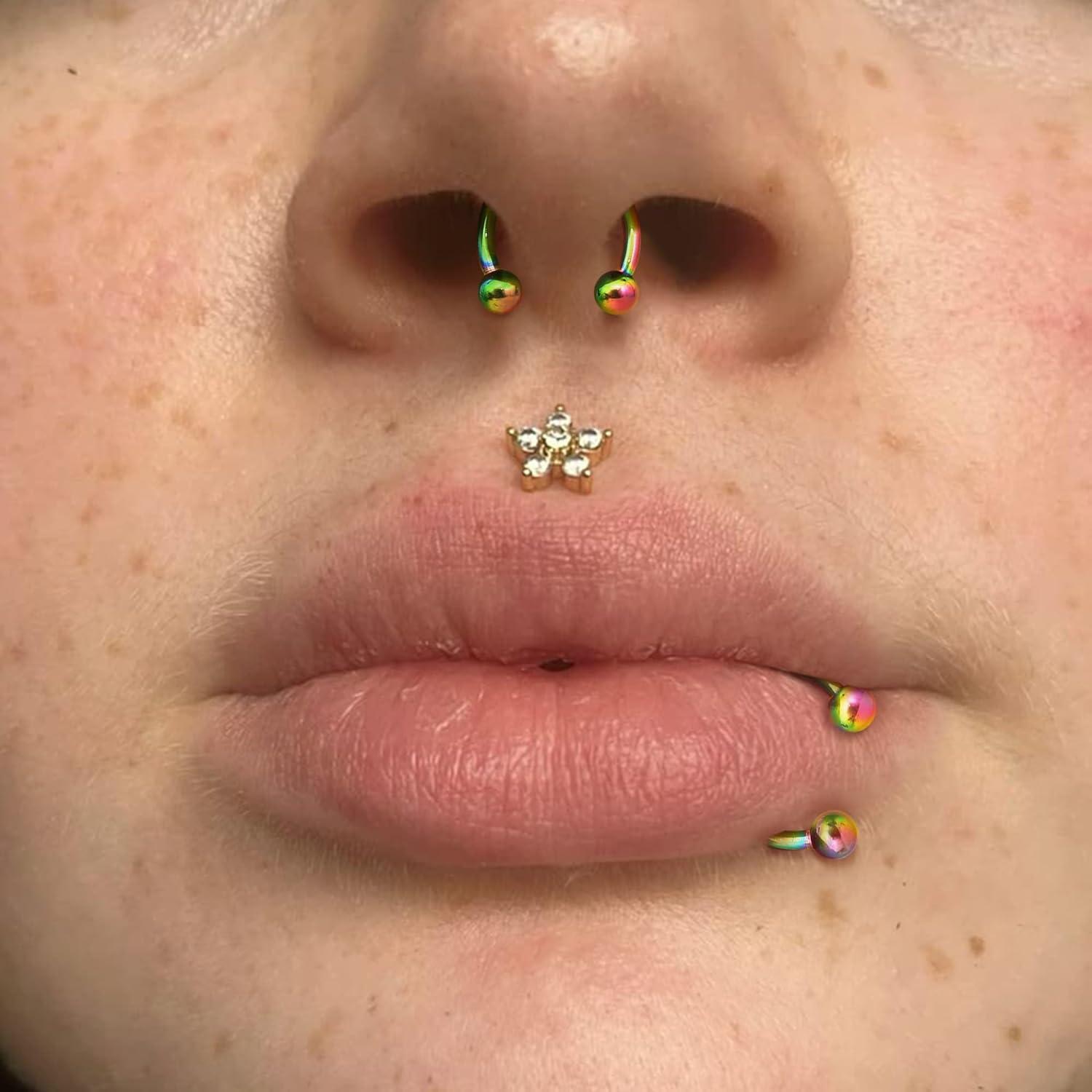 imageBodyBonita Anodized G23 Titanium Horseshoe Nose Ring Hoops for Women 16G Septum Rings Circular Barbell Conch Helix Daith Tragus Cartilage Lip Eyebrow Piercing Jewelry 810mm 2PcsRainbow HandAnodized