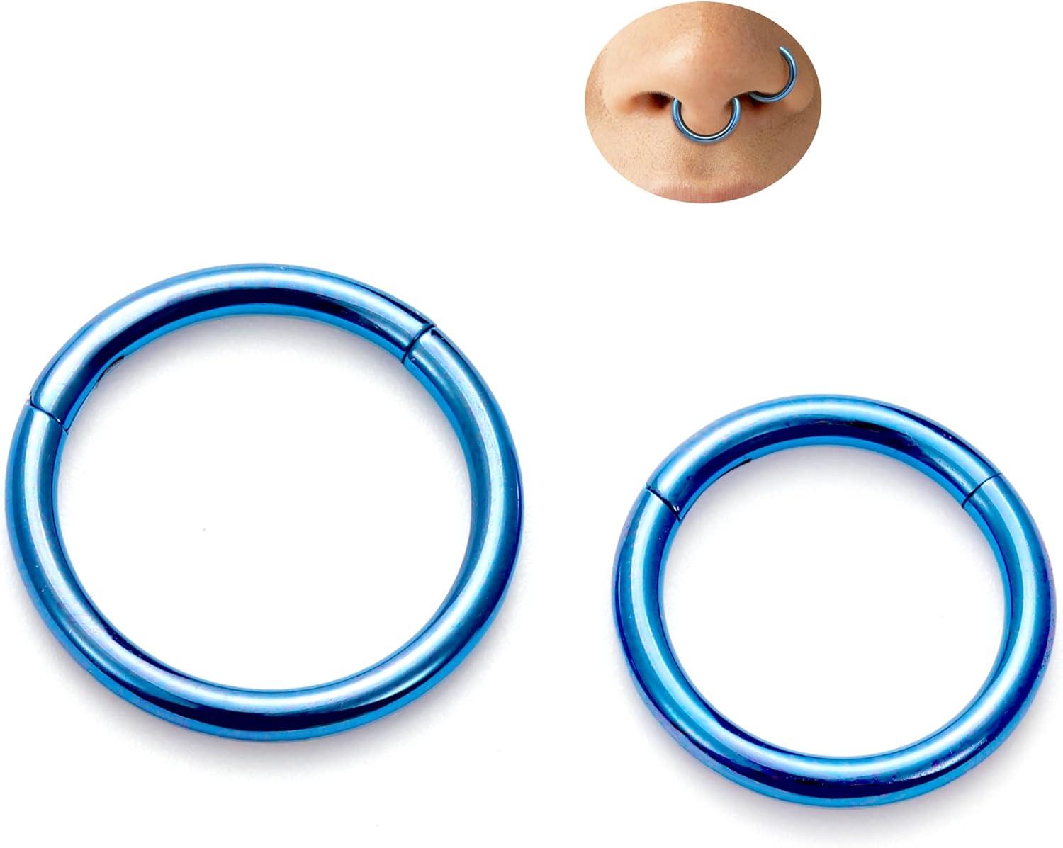 imageBodyBonita Anodized G23 Titanium Nose Rings Hoops for Women 141618G Septum Jewelry Conch Helix Daith Tragus Cartilage Earrings Lip Belly Buttom Piercing 81012mm 2PcsDark Blue HandAnodized