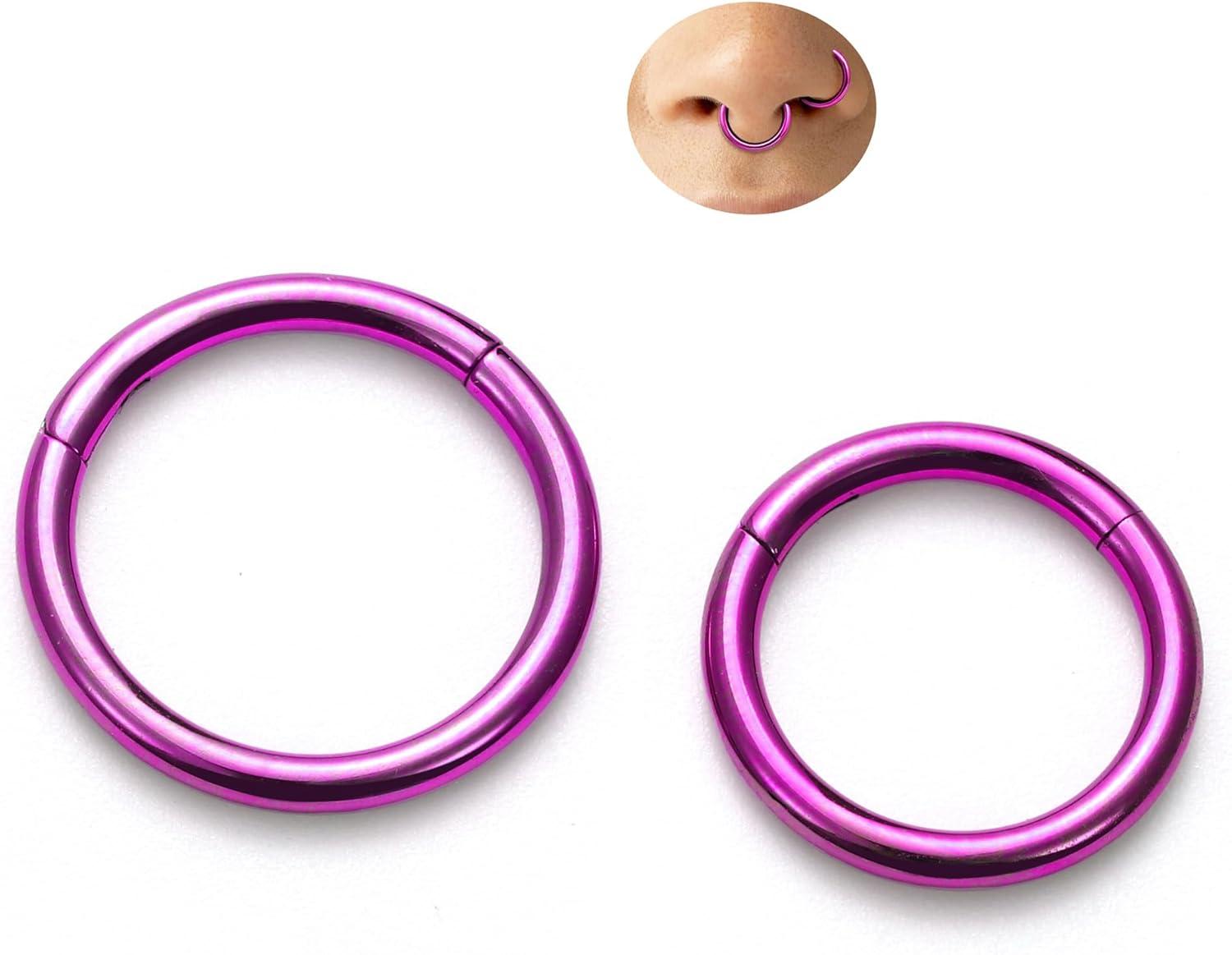 imageBodyBonita Anodized G23 Titanium Nose Rings Hoops for Women 141618G Septum Jewelry Conch Helix Daith Tragus Cartilage Earrings Lip Belly Buttom Piercing 81012mm 2PcsPurple HandAnodized