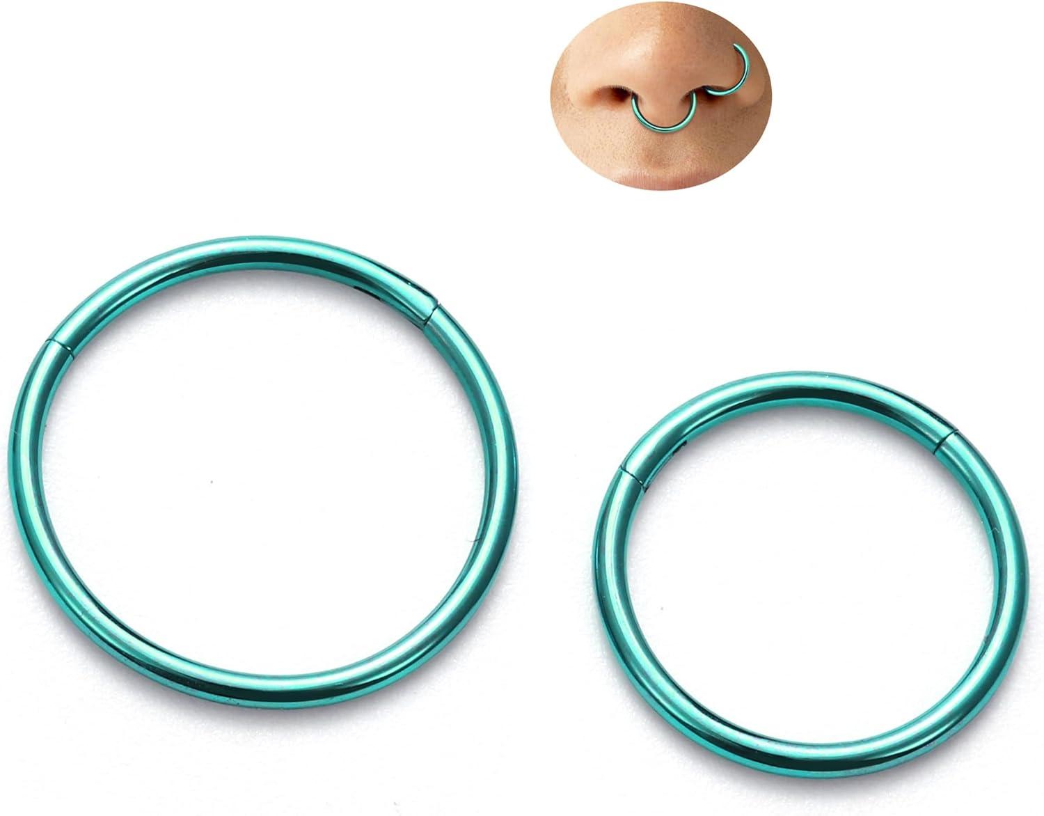 imageBodyBonita Anodized G23 Titanium Nose Rings Hoops for Women 141618G Septum Jewelry Conch Helix Daith Tragus Cartilage Earrings Lip Belly Buttom Piercing 81012mm 2PcsGreen HandAnodized