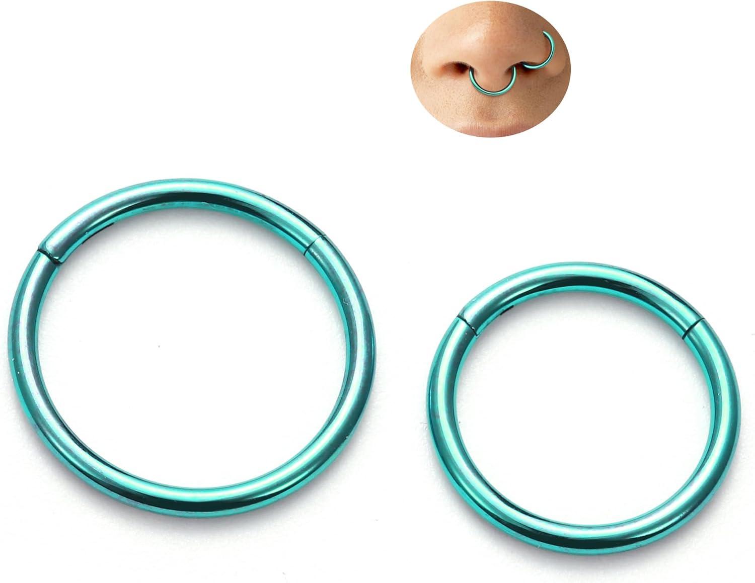 imageBodyBonita Anodized G23 Titanium Nose Rings Hoops for Women 141618G Septum Jewelry Conch Helix Daith Tragus Cartilage Earrings Lip Belly Buttom Piercing 81012mm 2PcsGreen HandAnodized