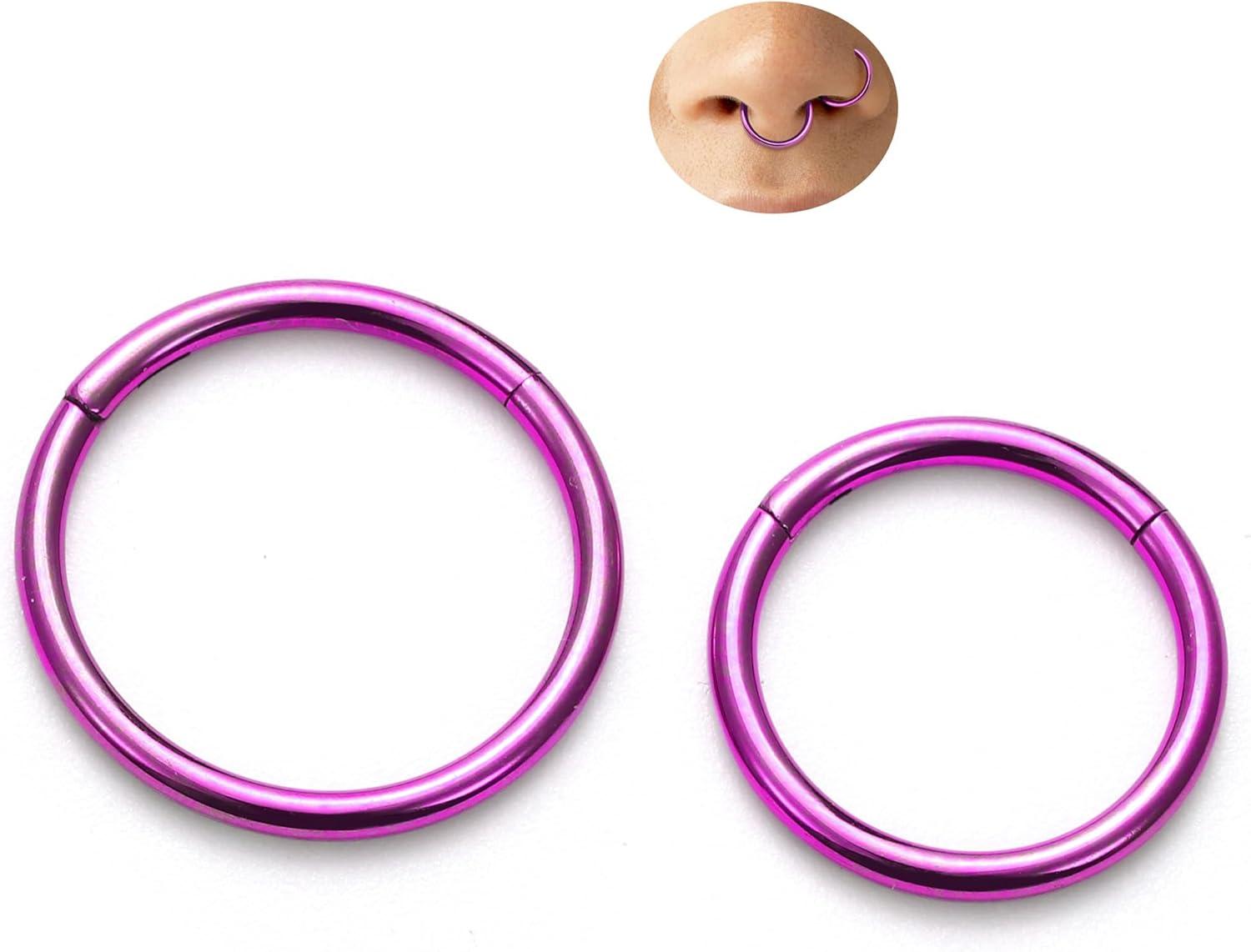 imageBodyBonita Anodized G23 Titanium Nose Rings Hoops for Women 141618G Septum Jewelry Conch Helix Daith Tragus Cartilage Earrings Lip Belly Buttom Piercing 81012mm 2PcsPurple HandAnodized
