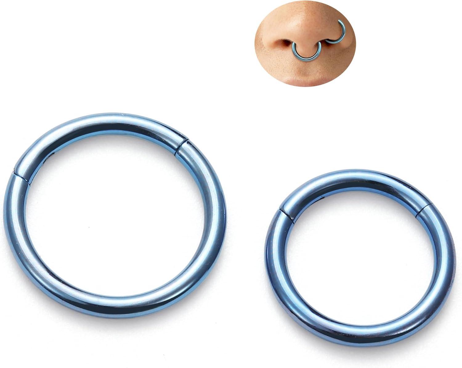 imageBodyBonita Anodized G23 Titanium Nose Rings Hoops for Women 141618G Septum Jewelry Conch Helix Daith Tragus Cartilage Earrings Lip Belly Buttom Piercing 81012mm 2PcsIce Blue HandAnodized