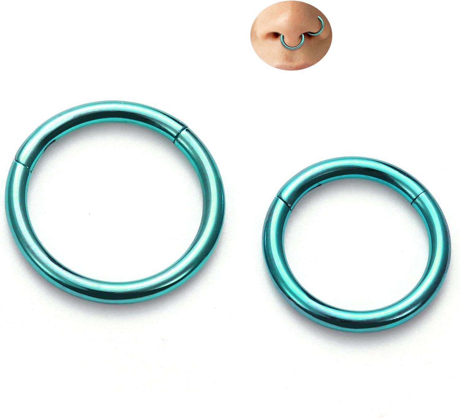 imageBodyBonita Anodized G23 Titanium Nose Rings Hoops for Women 141618G Septum Jewelry Conch Helix Daith Tragus Cartilage Earrings Lip Belly Buttom Piercing 81012mm 2PcsGreen HandAnodized