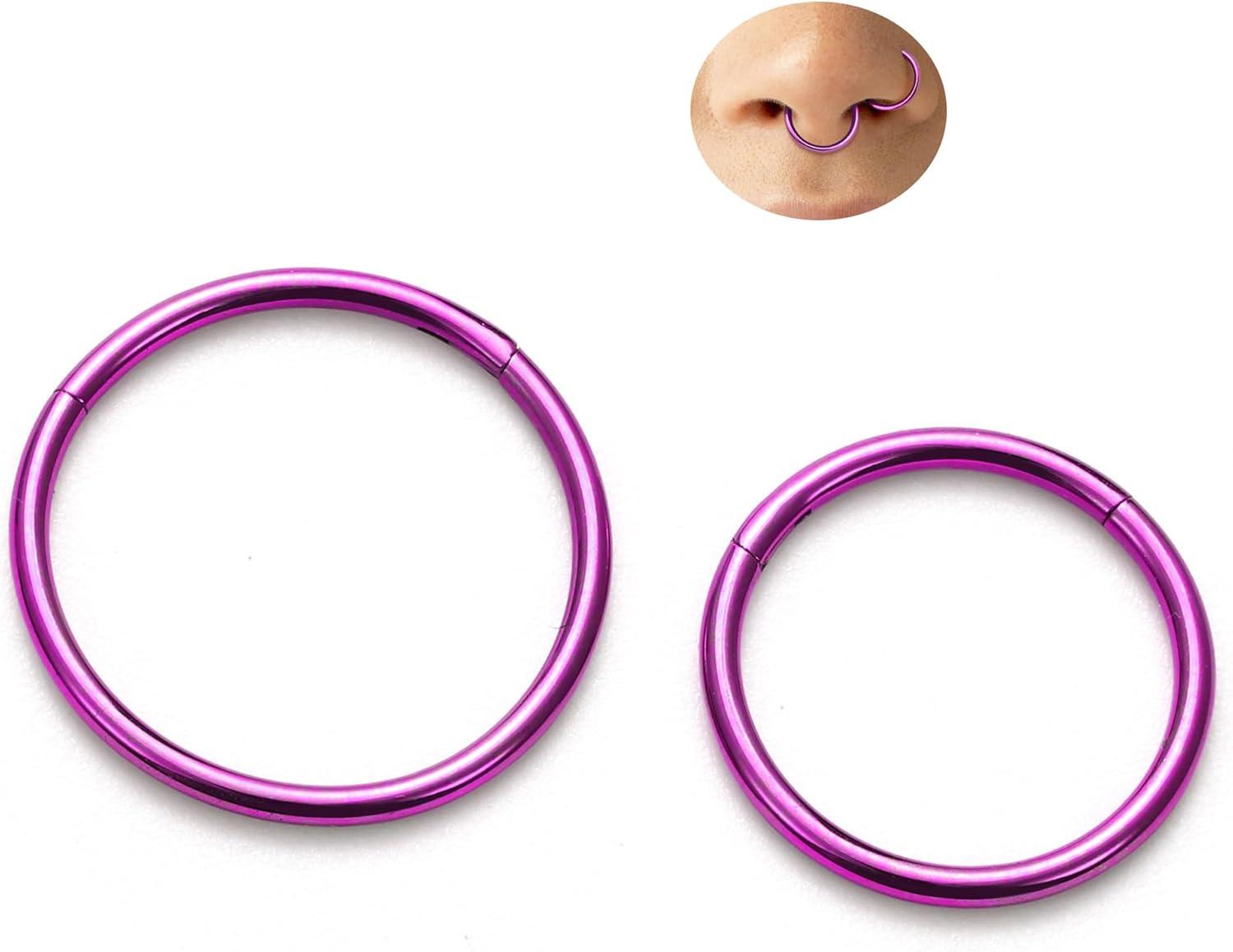 imageBodyBonita Anodized G23 Titanium Nose Rings Hoops for Women 141618G Septum Jewelry Conch Helix Daith Tragus Cartilage Earrings Lip Belly Buttom Piercing 81012mm 2PcsPurple HandAnodized