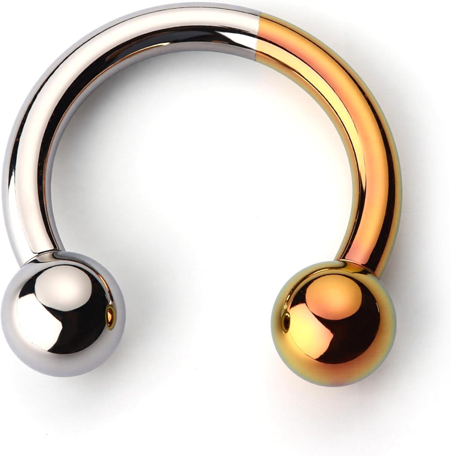 imageBodyBonita Anodized Septum Rings G23 Titanium Nose Ring Horseshoe Large PA Ring 6G 8G 12G Internally Threaded Circular Barbell Stretched Gauges for Ears CBR Body Piercing Jewelry for Women MenAnodized SilverGold