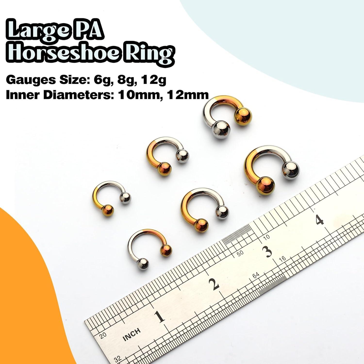 imageBodyBonita Anodized Septum Rings G23 Titanium Nose Ring Horseshoe Large PA Ring 6G 8G 12G Internally Threaded Circular Barbell Stretched Gauges for Ears CBR Body Piercing Jewelry for Women MenAnodized SilverGold