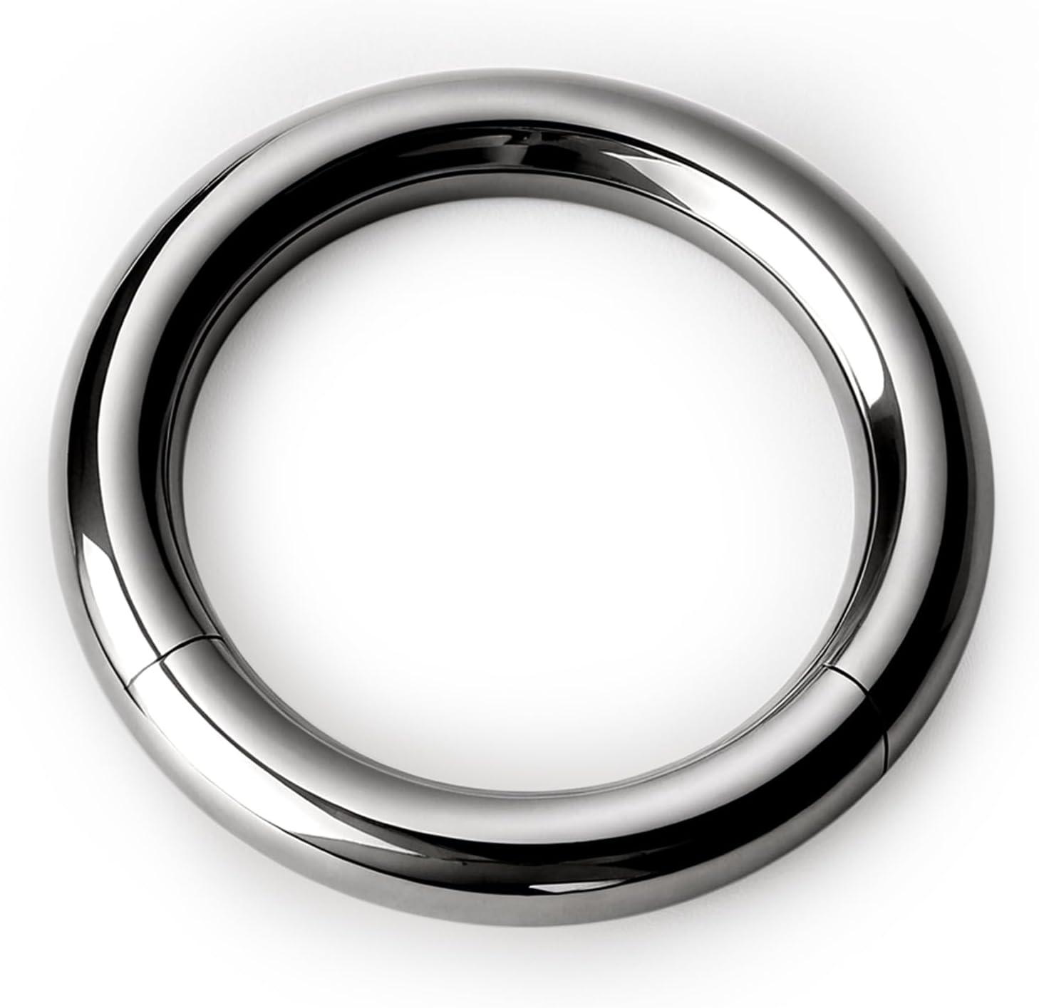 imageBodyBonita G23 Titanium 8G 10G 12G Septum Rings Jewelry Nose Hoops Clicker Ear Weights for Stretched Ear Piercing Jewelry 10mm 12mm 14mm Black SilverSilver