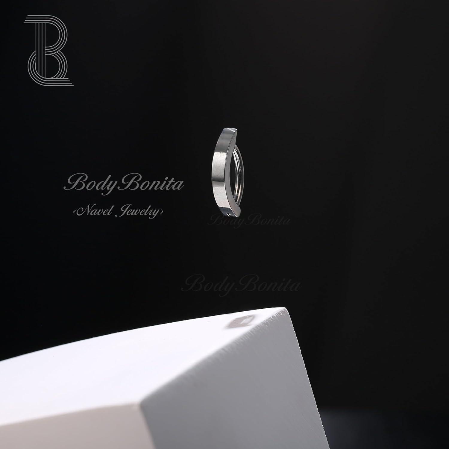 imageBodyBonita G23 Titanium Belly Button Rings 14G Internally Threaded 14mm Belly Ring Round Square Star Teardrop CZ Navel Rings for WomenClicker