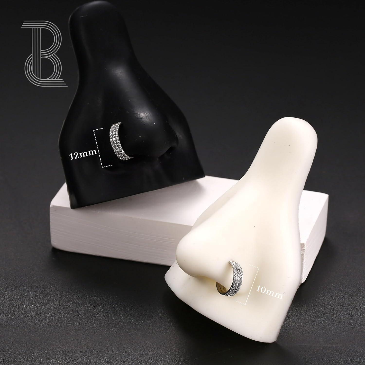 imageBodyBonita G23 Titanium CZ Nose Rings Hoops 20G18G16G14G Septum Rings Nose Hoop Clicker Cartilage Earring for Women Helix Rook Tragus Conch Piercing Jewelry Daith Ring Silver14k Gold PlatedSilver Triple Hoop