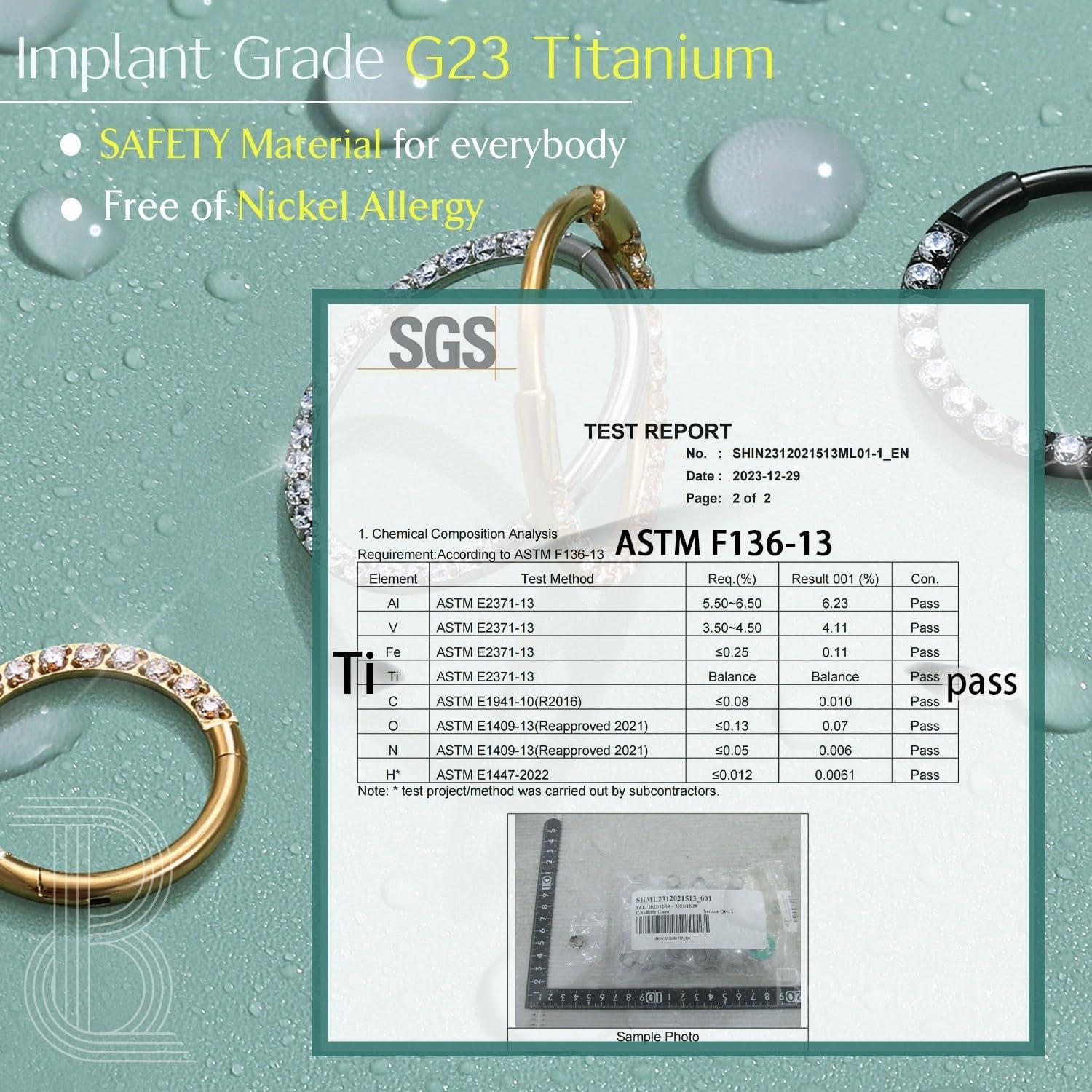 imageBodyBonita G23 Titanium CZ Nose Rings Hoops 20G18G16G14G Septum Rings Nose Hoop Clicker Cartilage Earring for Women Helix Rook Tragus Conch Piercing Jewelry Daith Ring Silver14k Gold PlatedGold Clear CZ5A