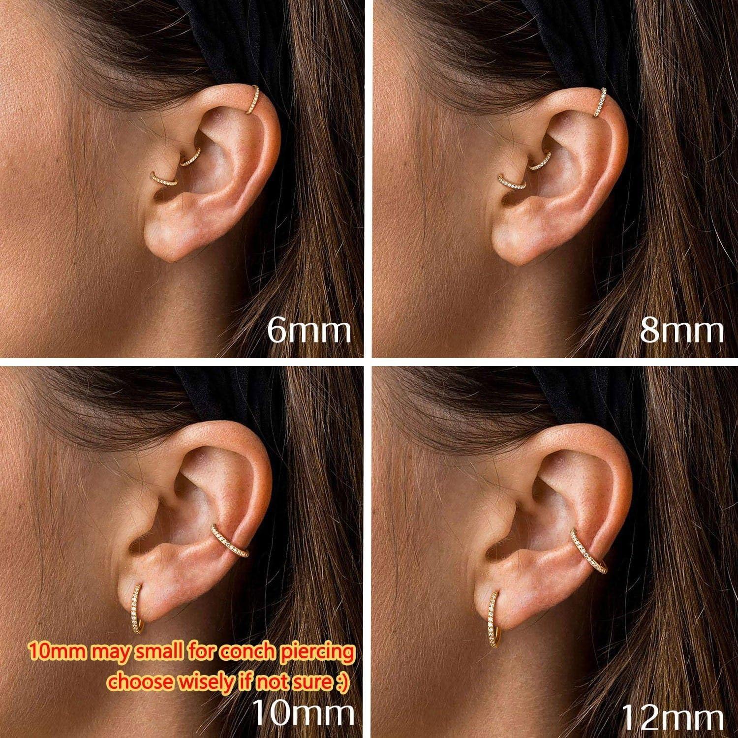 imageBodyBonita G23 Titanium CZ Nose Rings Hoops 20G18G16G14G Septum Rings Nose Hoop Clicker Cartilage Earring for Women Helix Rook Tragus Conch Piercing Jewelry Daith Ring Silver14k Gold PlatedGold Clear CZ5A