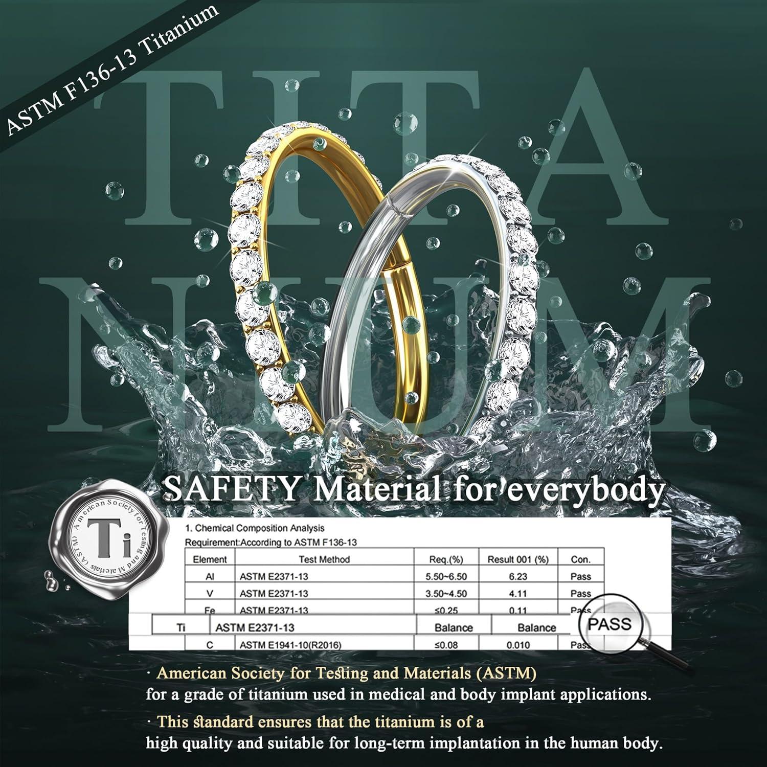 imageBodyBonita G23 Titanium CZ Nose Rings Hoops 20G18G16G14G Septum Rings Nose Hoop Clicker Cartilage Earring for Women Helix Rook Tragus Conch Piercing Jewelry Daith Ring Silver14k Gold PlatedGold Bigger Clear CZ5A