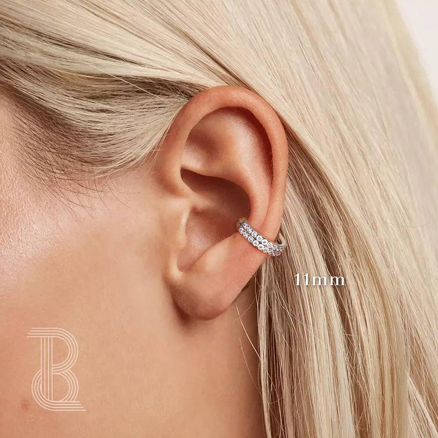 imageBodyBonita G23 Titanium CZ Nose Rings Hoops 20G18G16G14G Septum Rings Nose Hoop Clicker Cartilage Earring for Women Helix Rook Tragus Conch Piercing Jewelry Daith Ring Silver14k Gold PlatedSilver Double Hoop