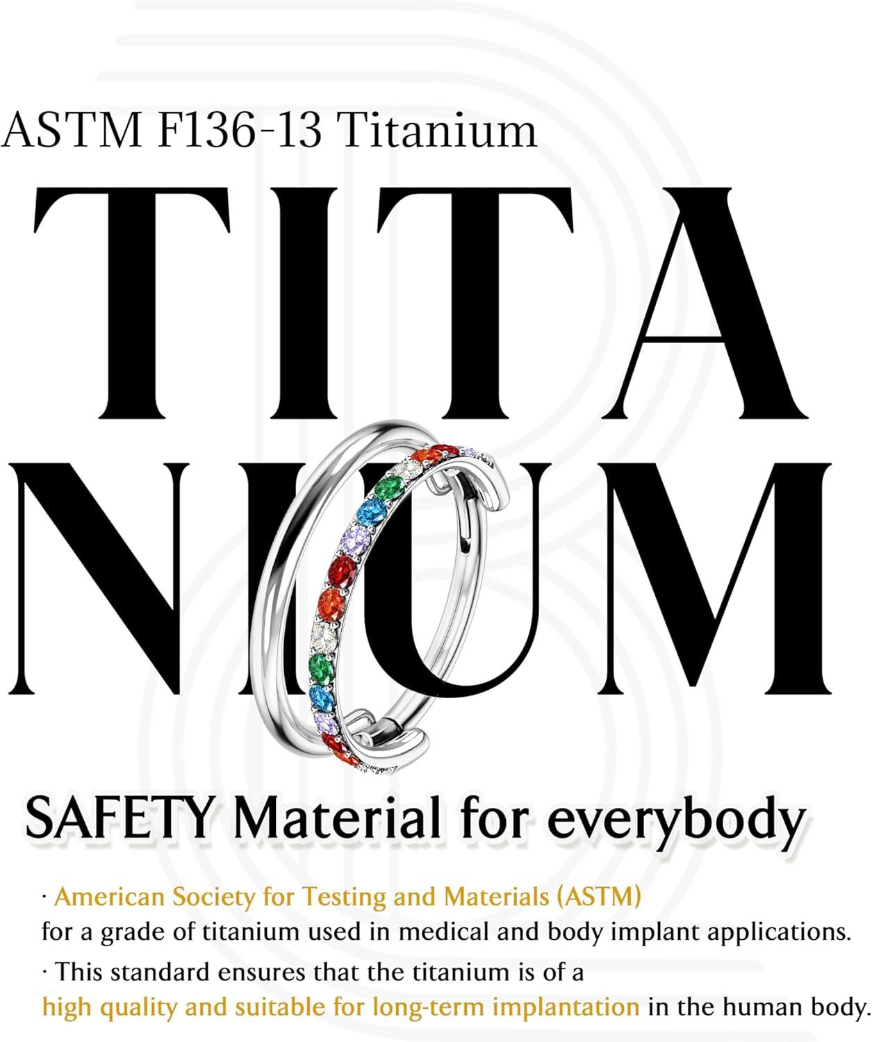 imageBodyBonita G23 Titanium Cartilage Earring Hoop Stacked Clicker 16G CZ DoubleTriple Septum Rings Conch Piercing Jewelry Tragus Daith Helix Nose Rings Hoops for Women SilverGold Plated 8mm 10mm 12mmDouble Layers Rainbow CZ 16G Silver