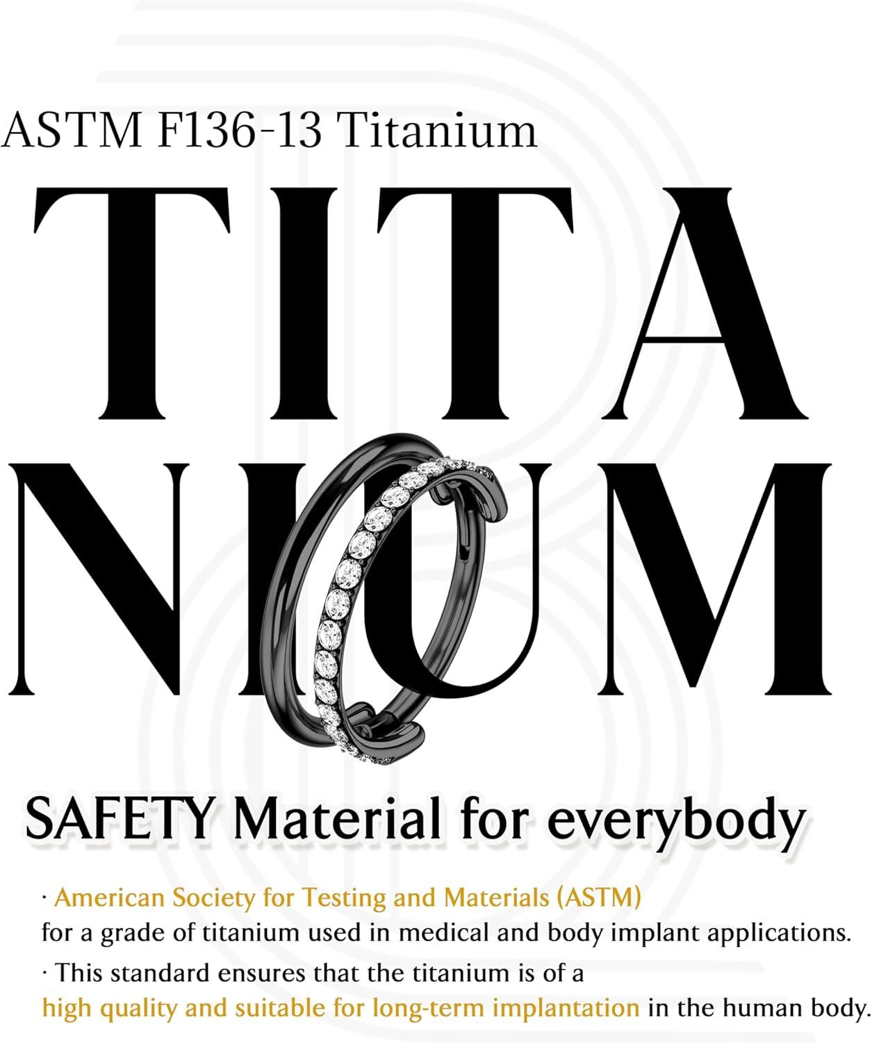 imageBodyBonita G23 Titanium Cartilage Earring Hoop Stacked Clicker 16G CZ DoubleTriple Septum Rings Conch Piercing Jewelry Tragus Daith Helix Nose Rings Hoops for Women SilverGold Plated 8mm 10mm 12mmDouble Layers CZ 16G Black