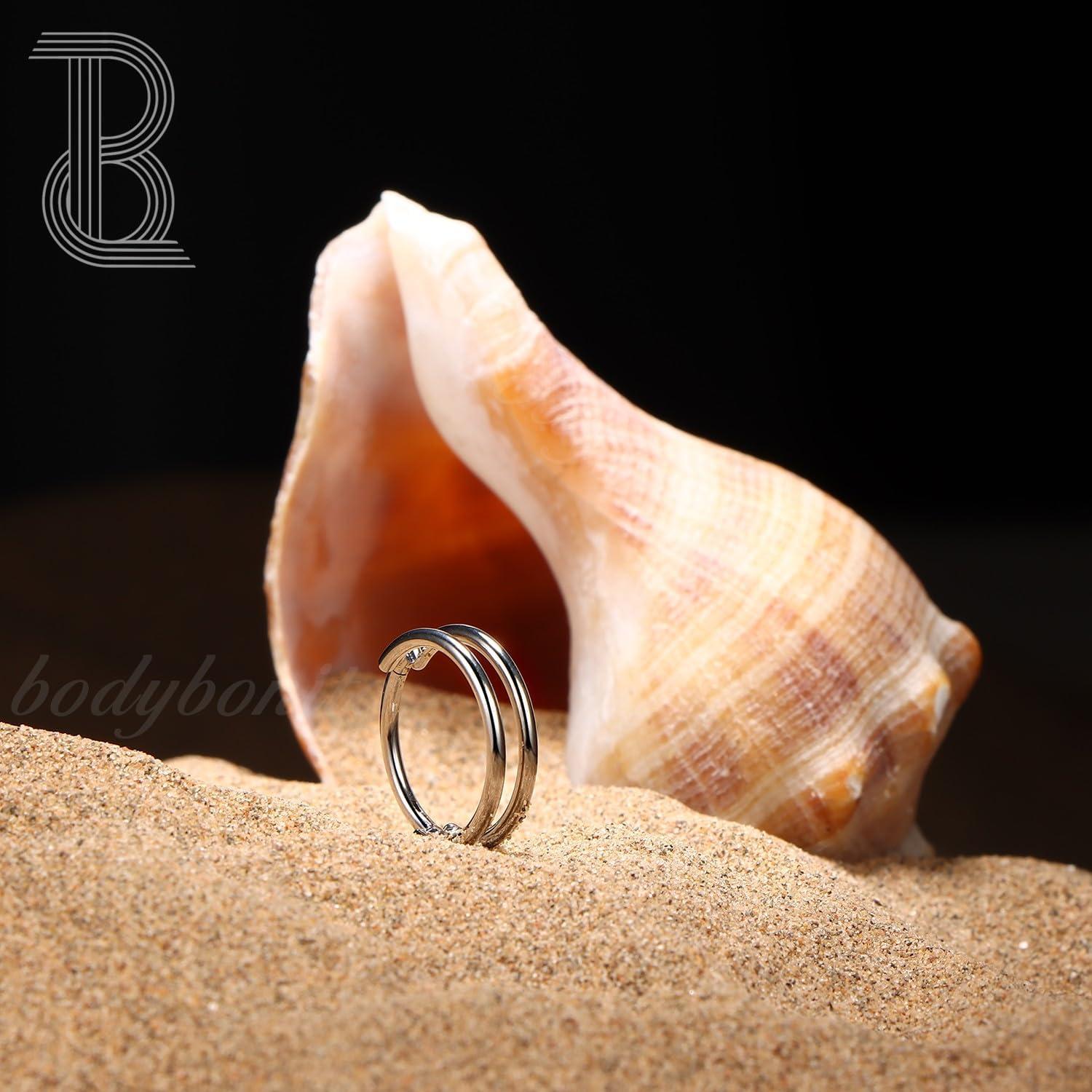 imageBodyBonita G23 Titanium Cartilage Earring Hoop Stacked Clicker 16G CZ DoubleTriple Septum Rings Conch Piercing Jewelry Tragus Daith Helix Nose Rings Hoops for Women SilverGold Plated 8mm 10mm 12mmDouble Layers 16G Silver