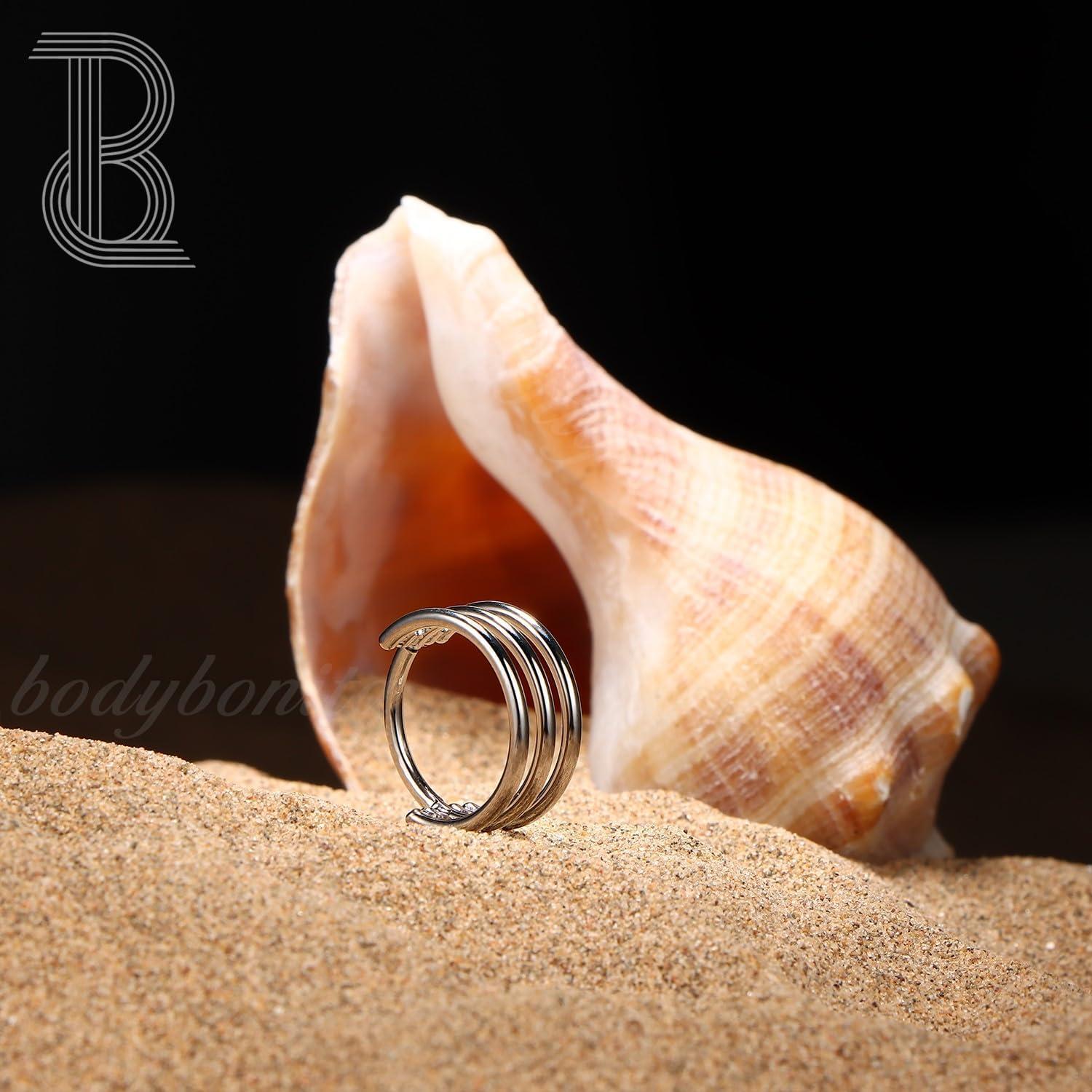 imageBodyBonita G23 Titanium Cartilage Earring Hoop Stacked Clicker 16G CZ DoubleTriple Septum Rings Conch Piercing Jewelry Tragus Daith Helix Nose Rings Hoops for Women SilverGold Plated 8mm 10mm 12mmTriple Layers 16G Silver